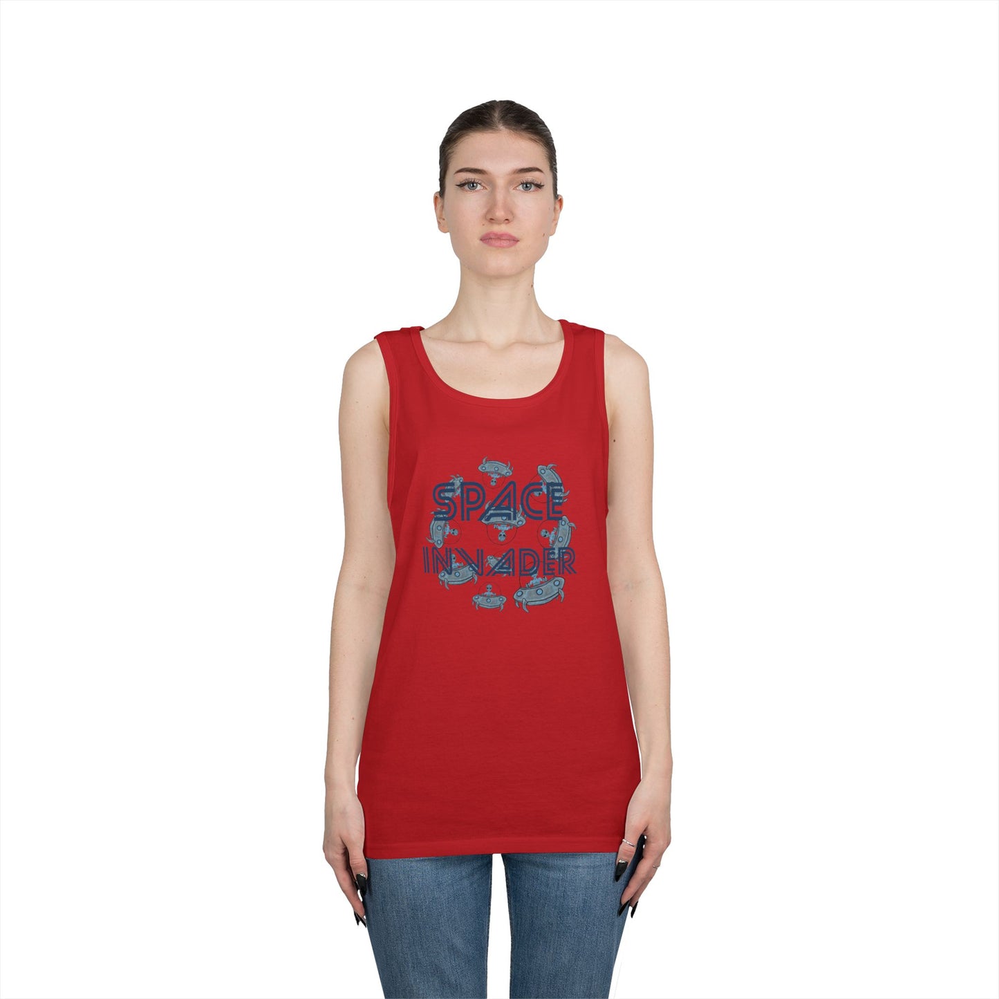 Space Invader Unisex Heavy Cotton Tank Top
