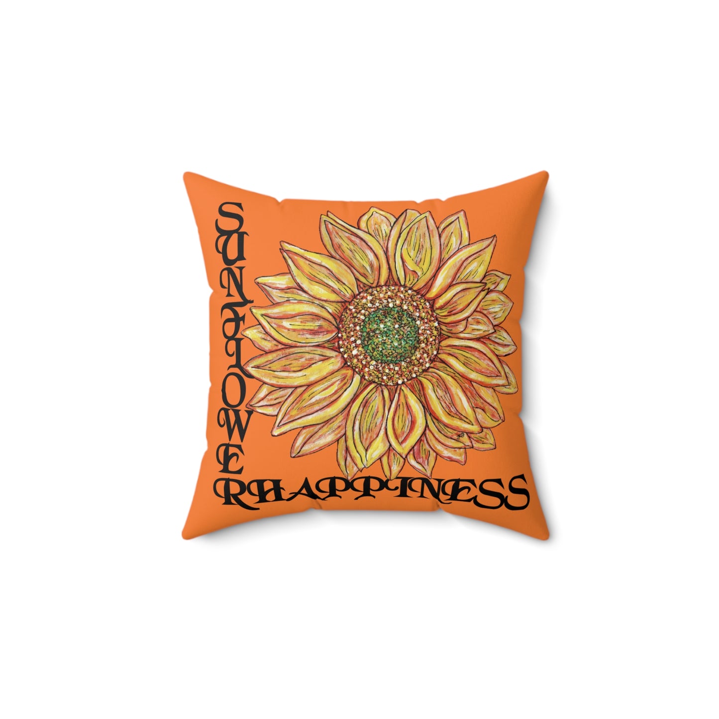 Sunflower and Happiness Spun Polyester Square Pillow