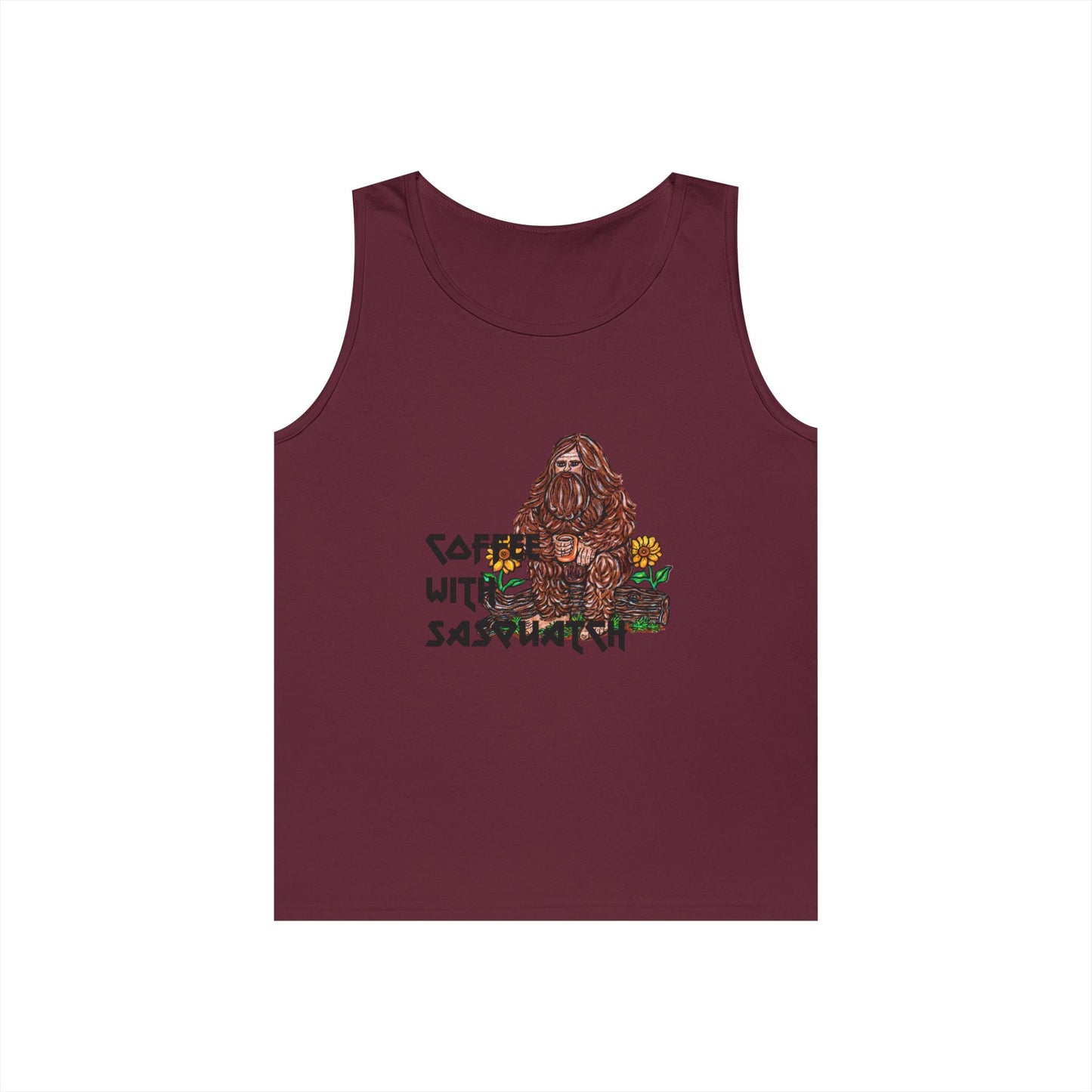Coffee With Sasquatch Unisex Heavy Cotton Tank Top