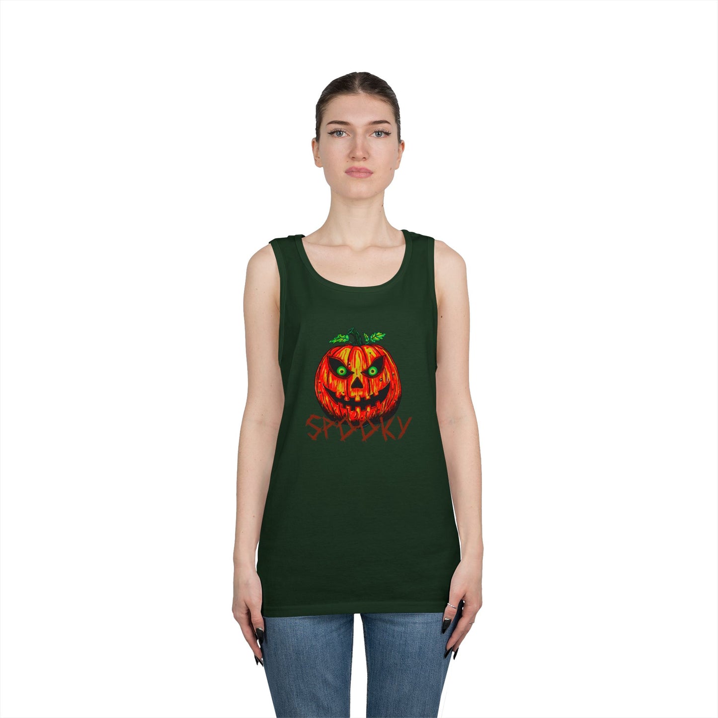 Spooky Jack-o-Lantern Unisex Heavy Cotton Tank Top