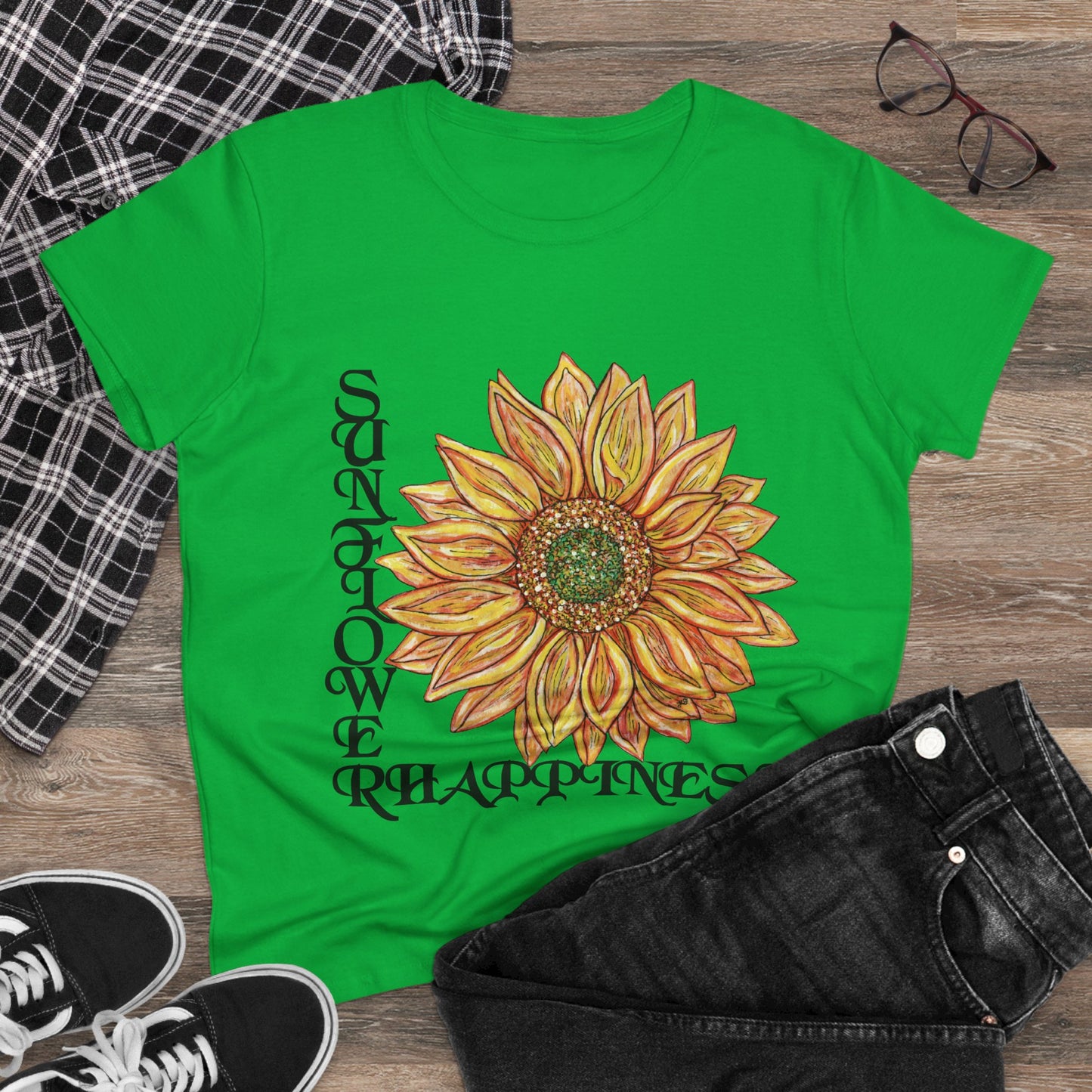 Sunflower and Happiness Women's Midweight Cotton Tee