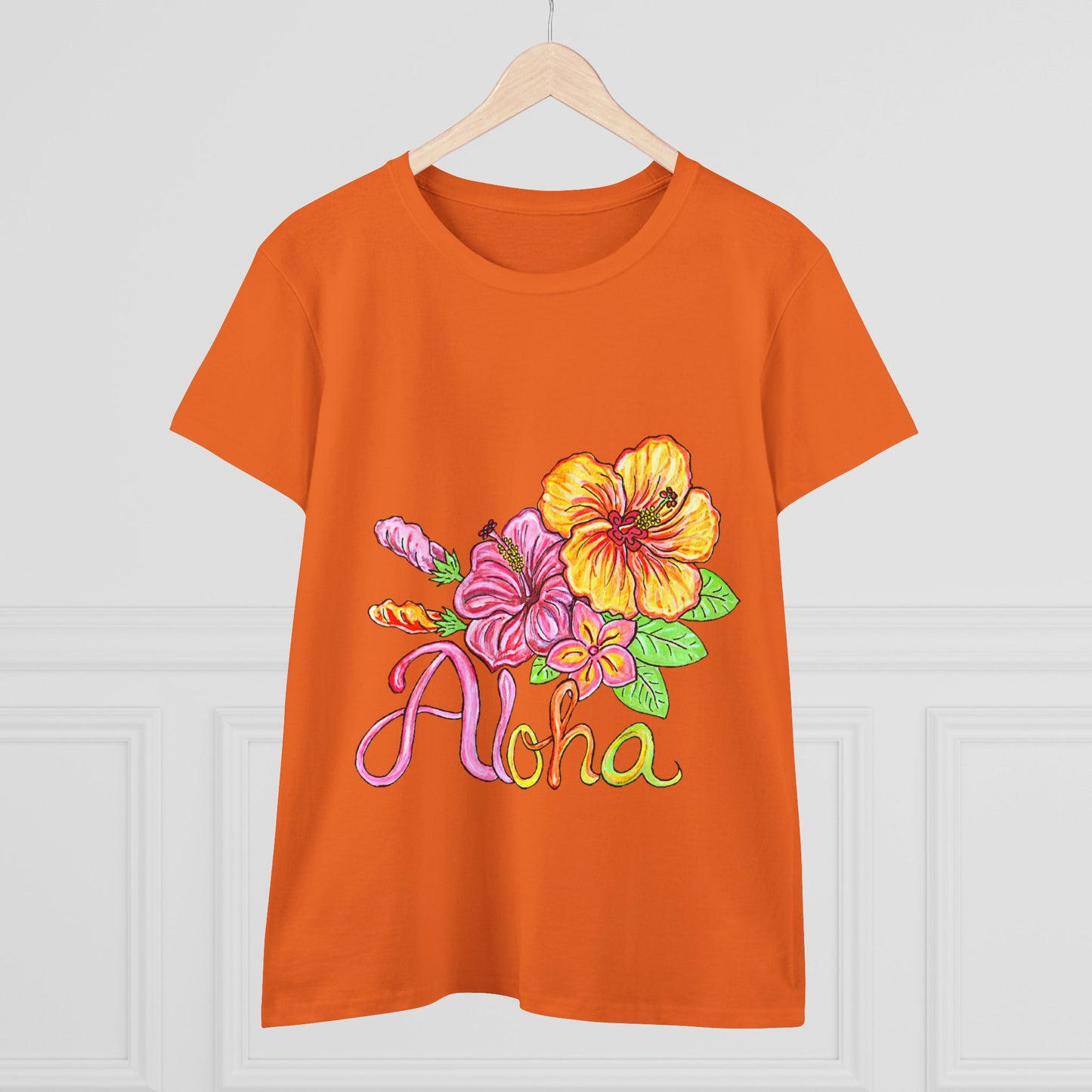Aloha Flowers Women's Midweight Cotton Tee