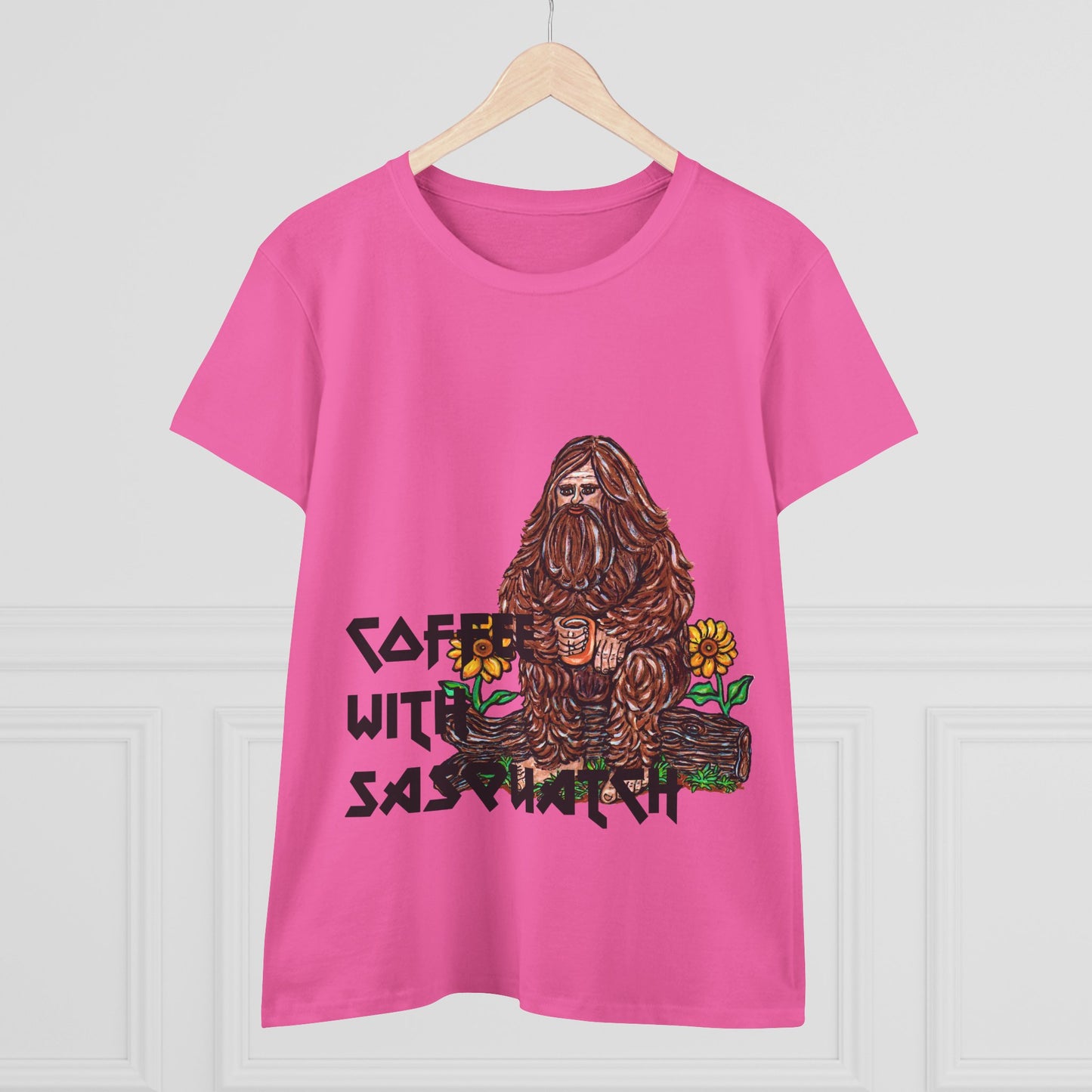 Coffee With Sasquatch Women's Midweight Cotton Tee
