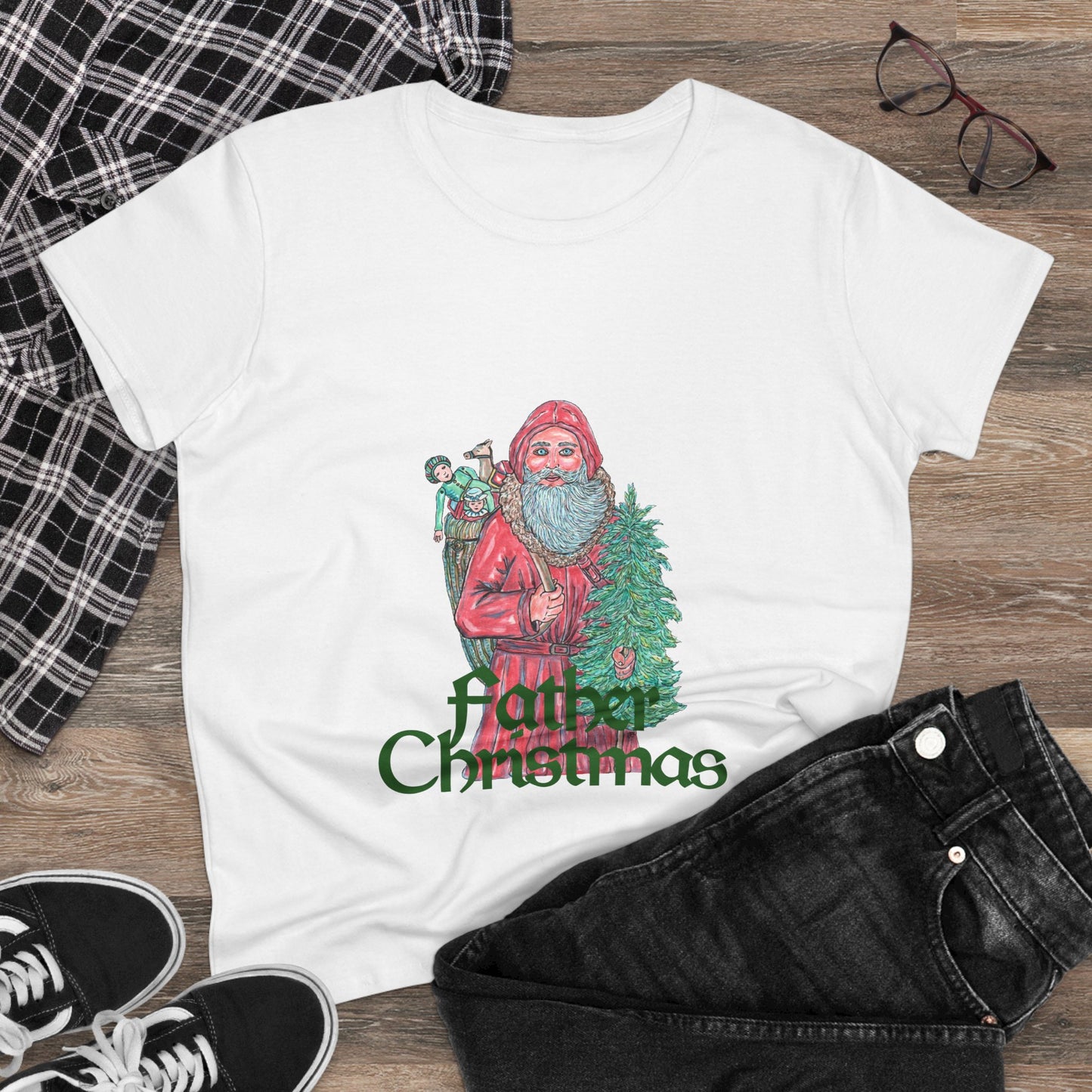 Father Christmas Women's Midweight Cotton Tee