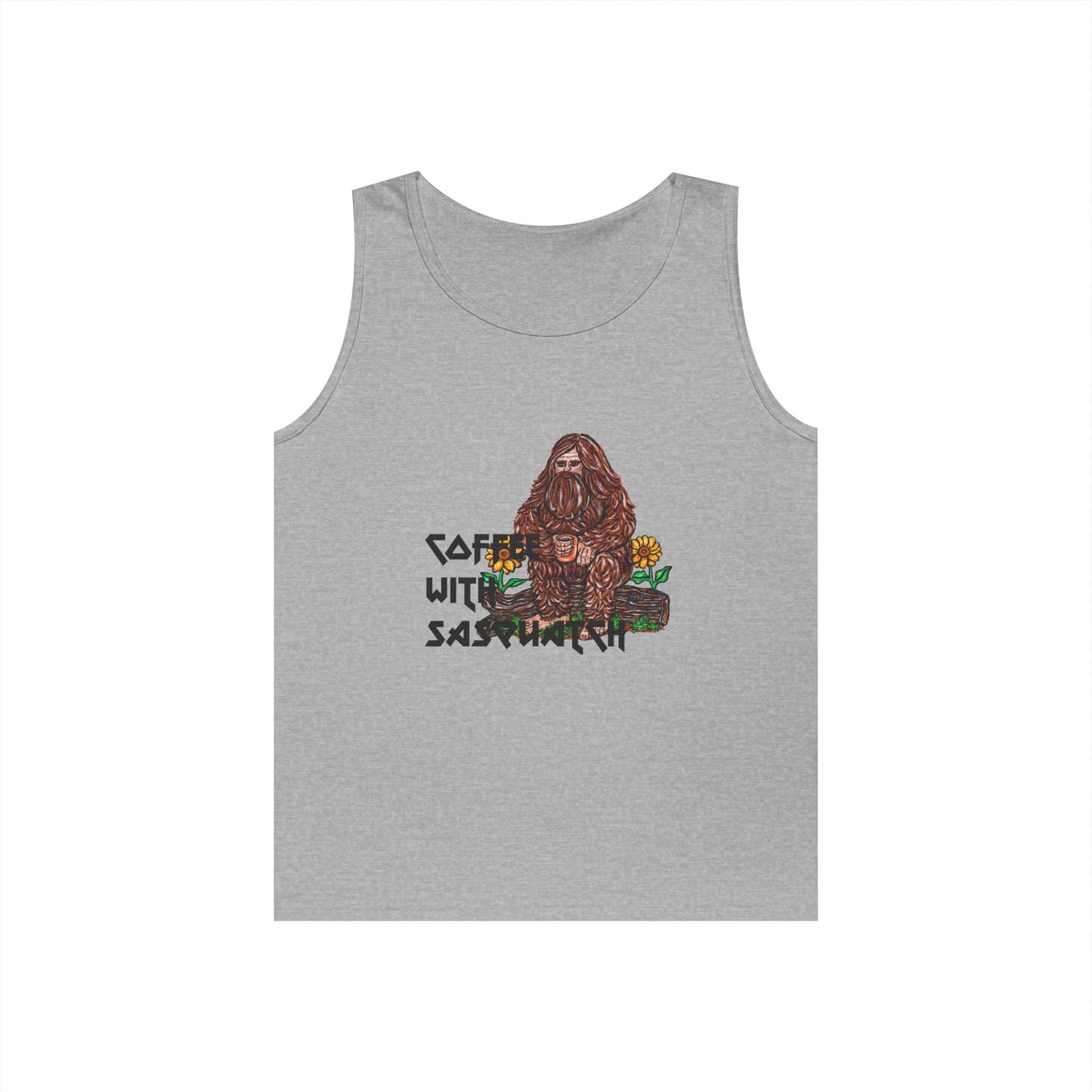 Coffee With Sasquatch Unisex Heavy Cotton Tank Top