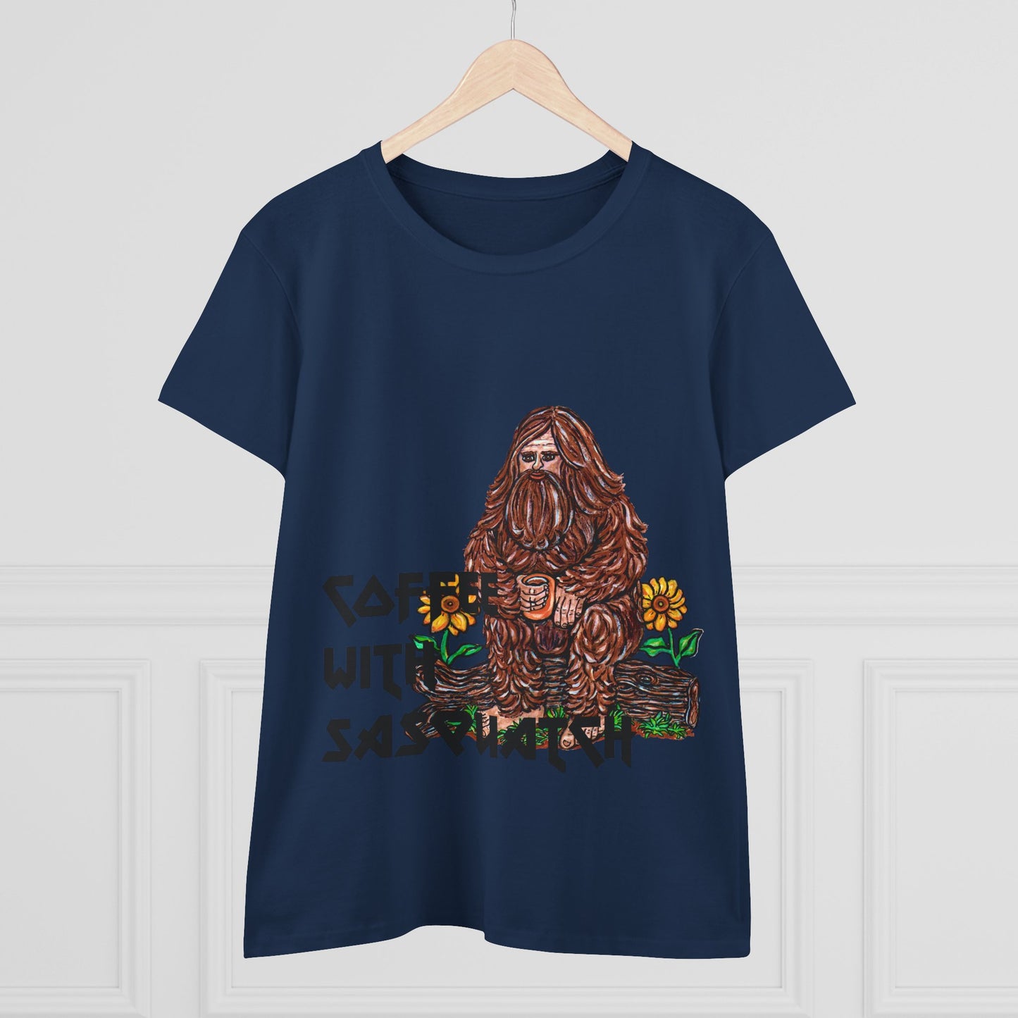 Coffee With Sasquatch Women's Midweight Cotton Tee