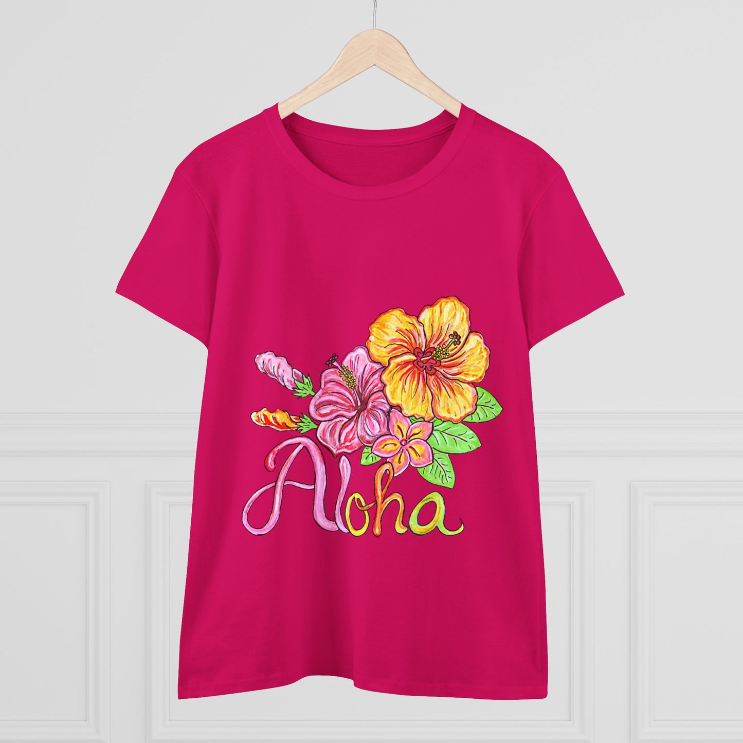 Aloha Flowers Women's Midweight Cotton Tee