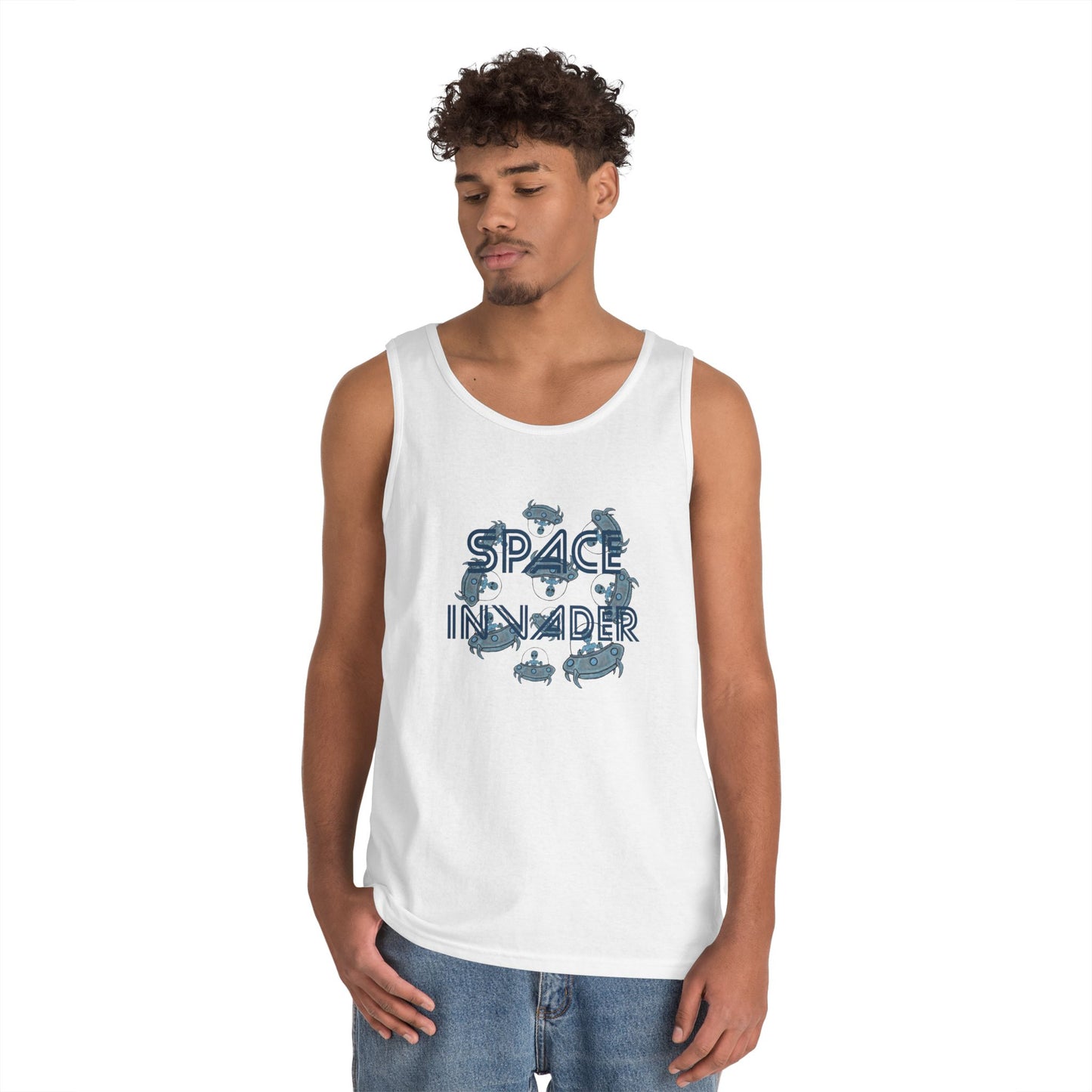 Space Invader Unisex Heavy Cotton Tank Top