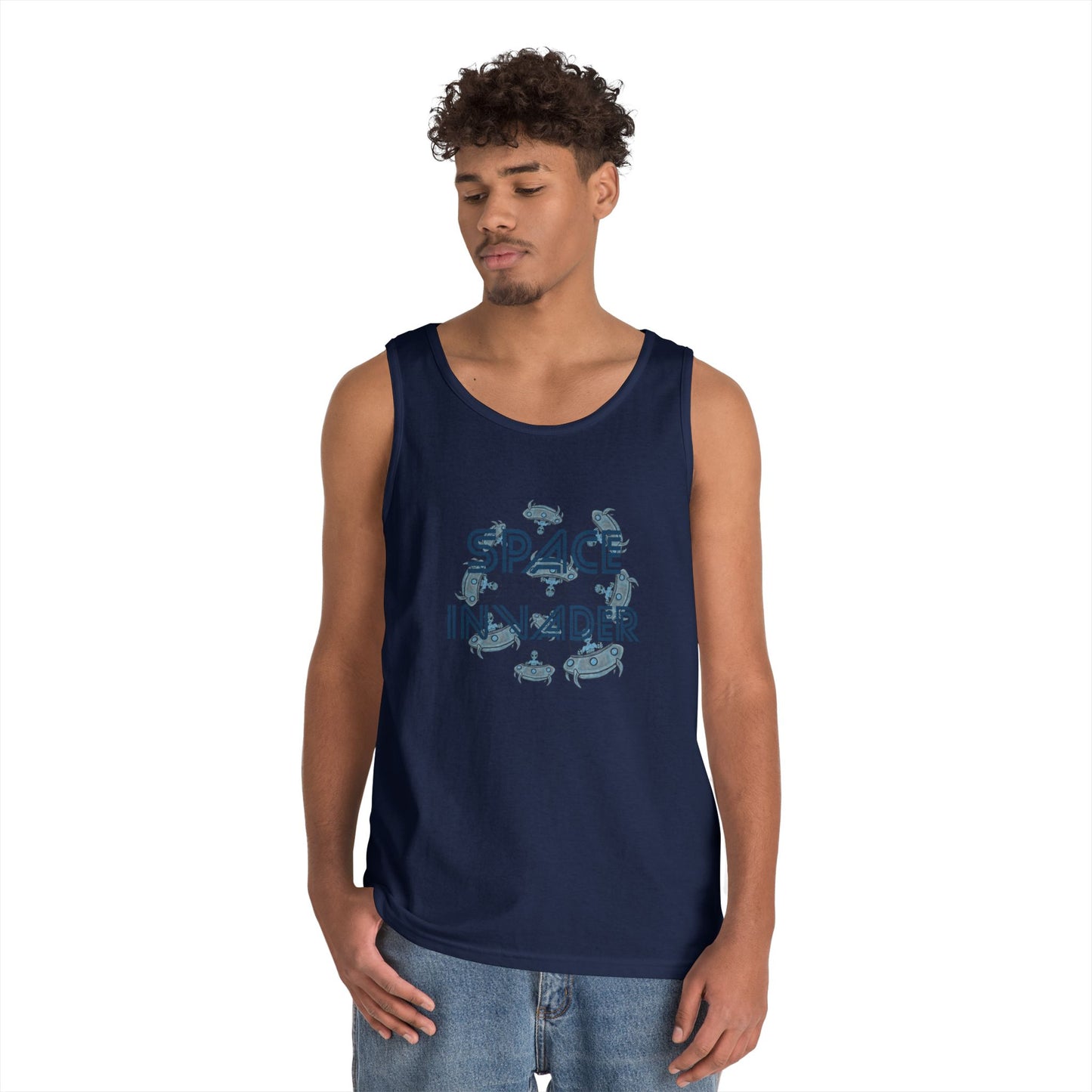 Space Invader Unisex Heavy Cotton Tank Top