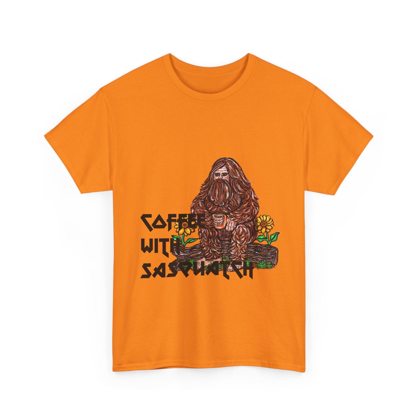 Coffee With Sasquatch Unisex Heavy Cotton Tee