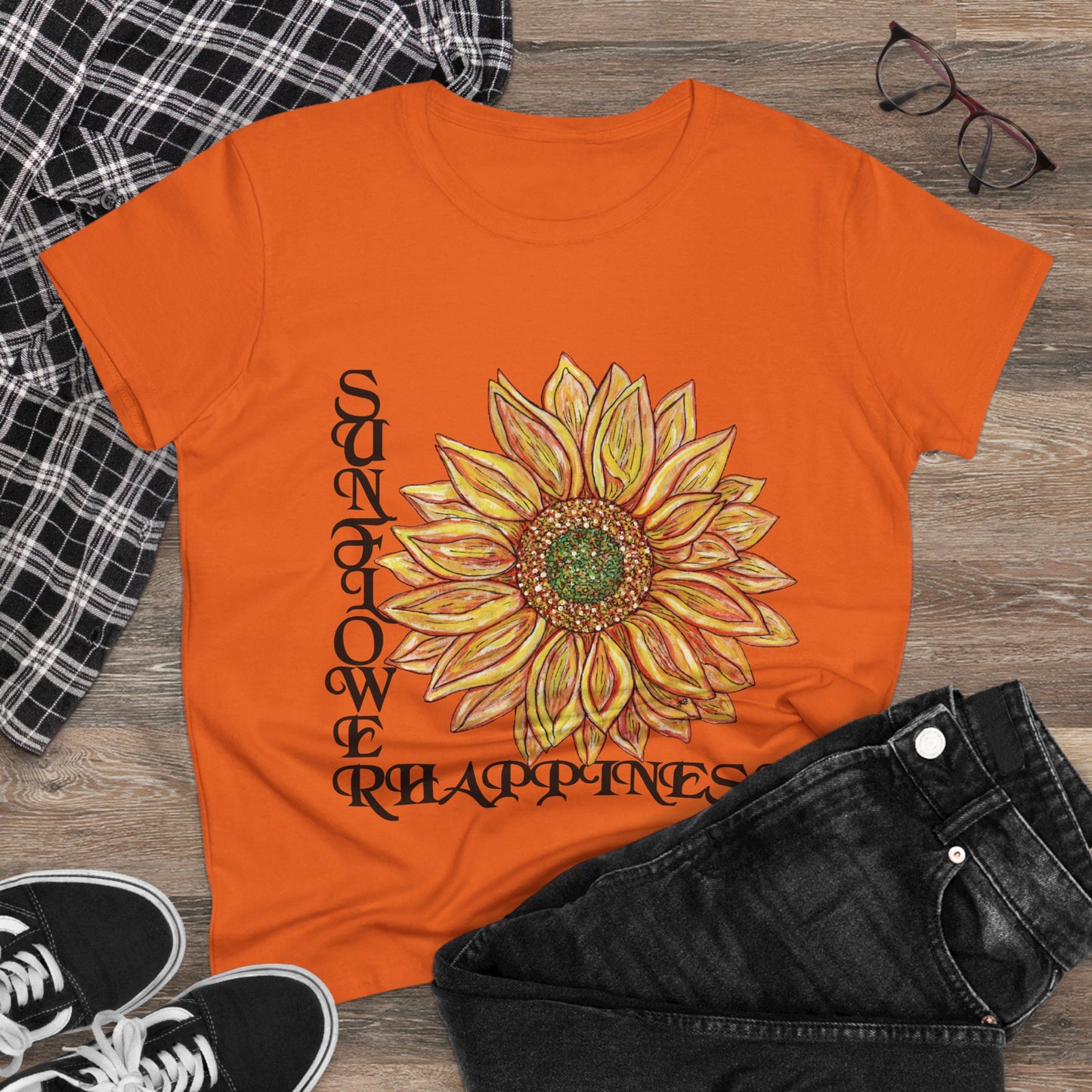 Sunflower and Happiness Women's Midweight Cotton Tee