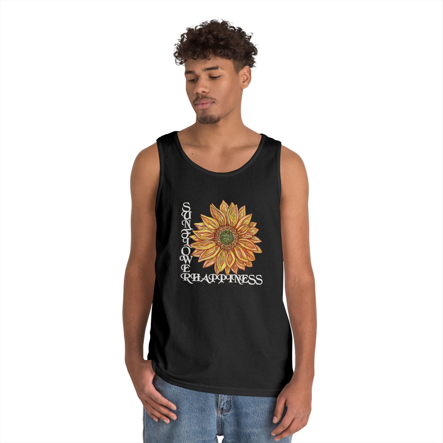Sunflowers and Happiness Unisex Heavy Cotton Tank Top