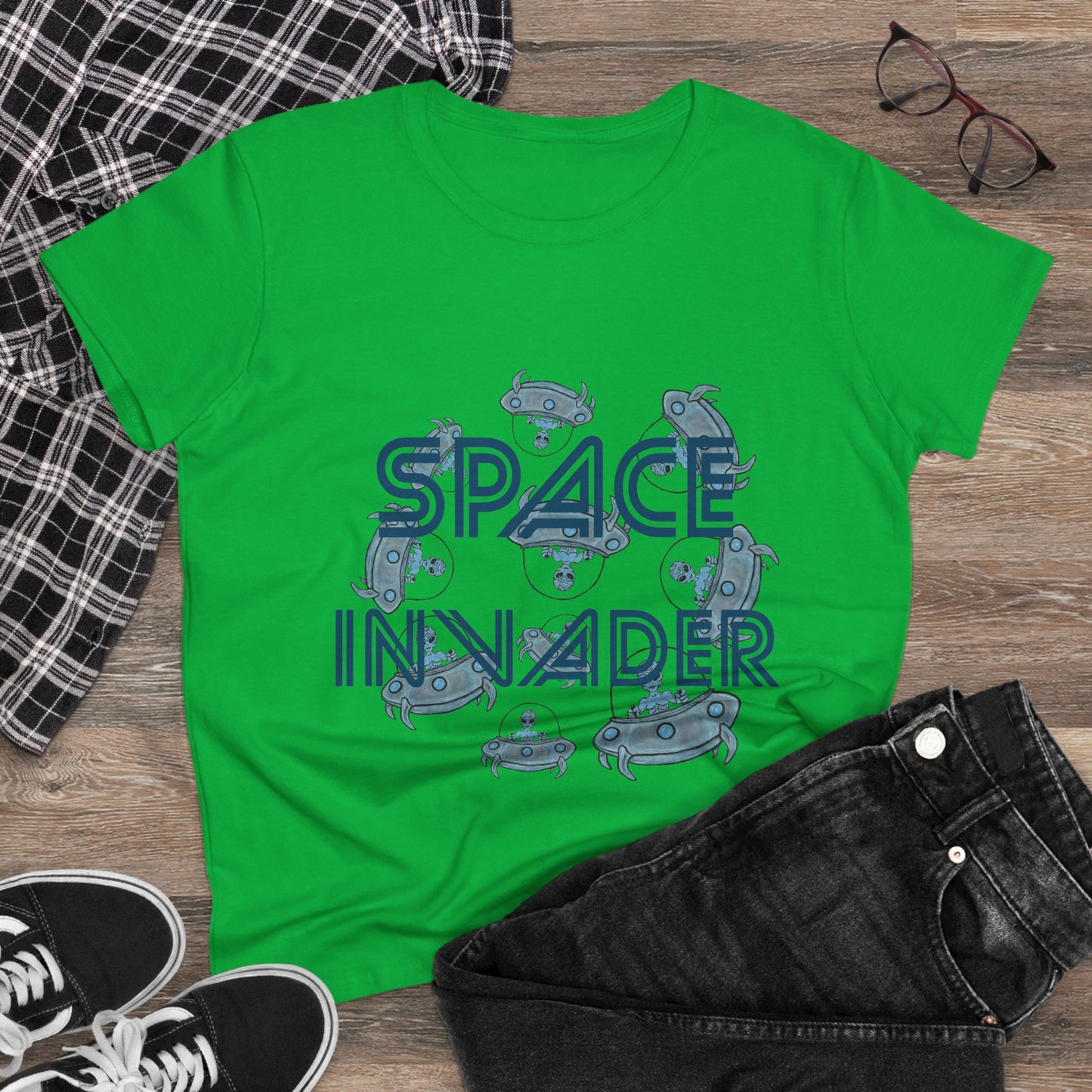 Space Invader Women's Midweight Cotton Tee