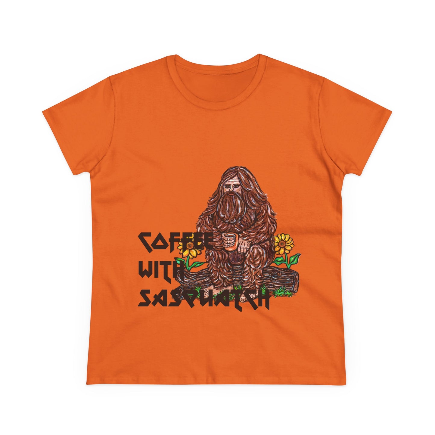 Coffee With Sasquatch Women's Midweight Cotton Tee