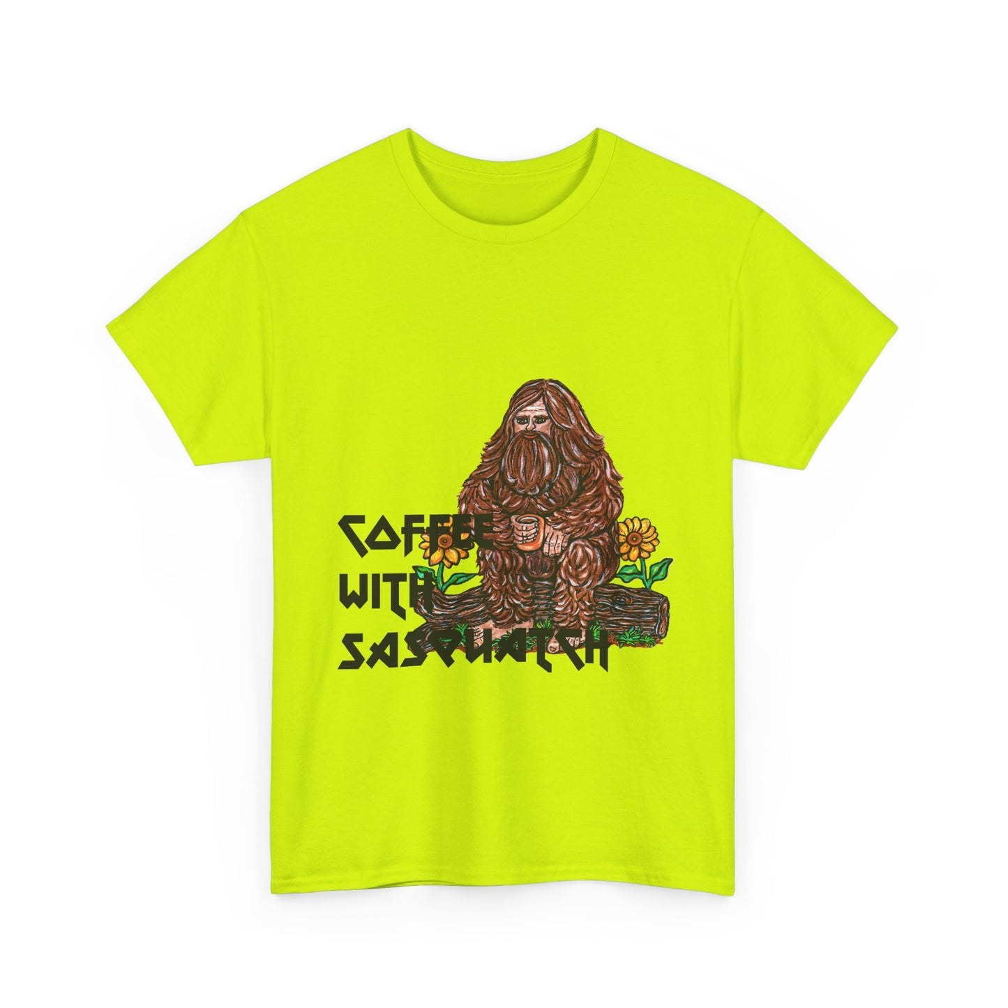 Coffee With Sasquatch Unisex Heavy Cotton Tee