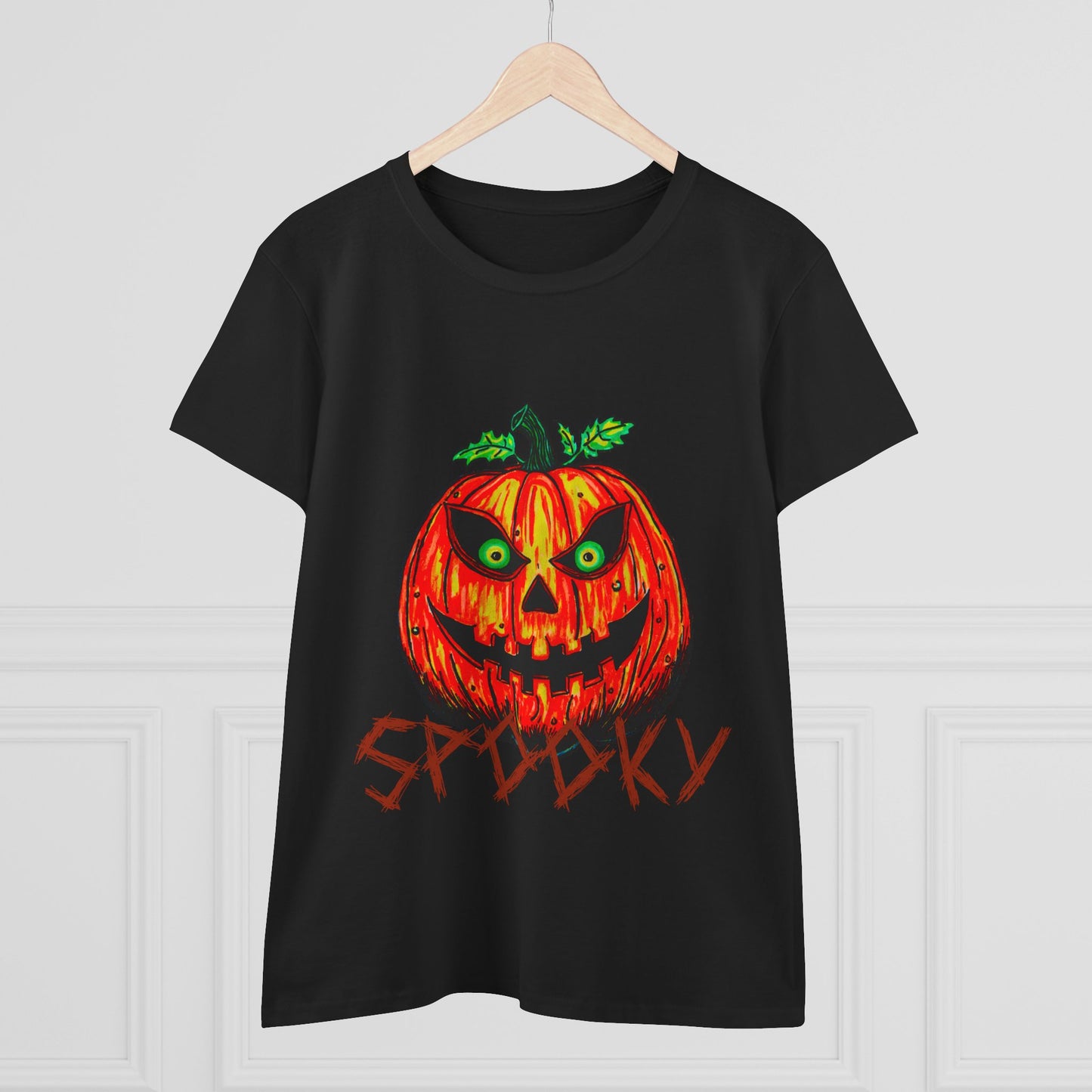 Spooky Jack-o-Lantern Women's Midweight Cotton Tee