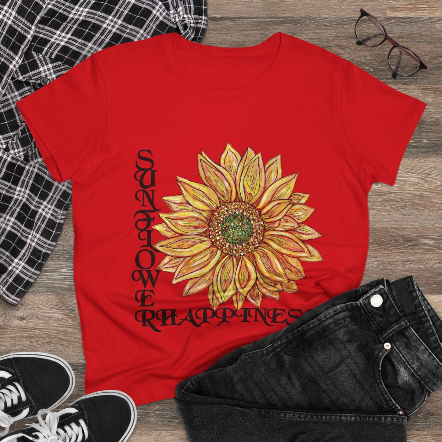 Sunflower and Happiness Women's Midweight Cotton Tee