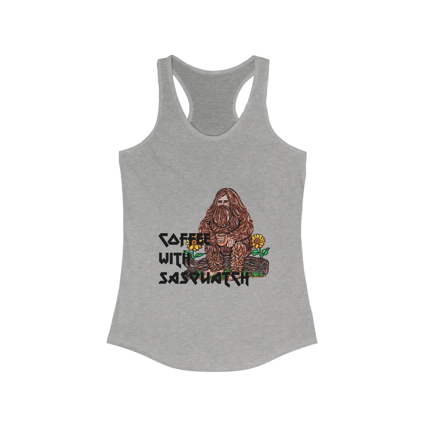 Coffee with Sasquatch Women's Ideal Racerback Tank