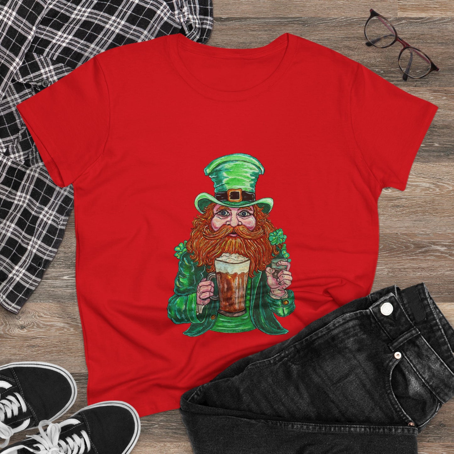 Drunken Leprechaun Women's Midweight Cotton Tee
