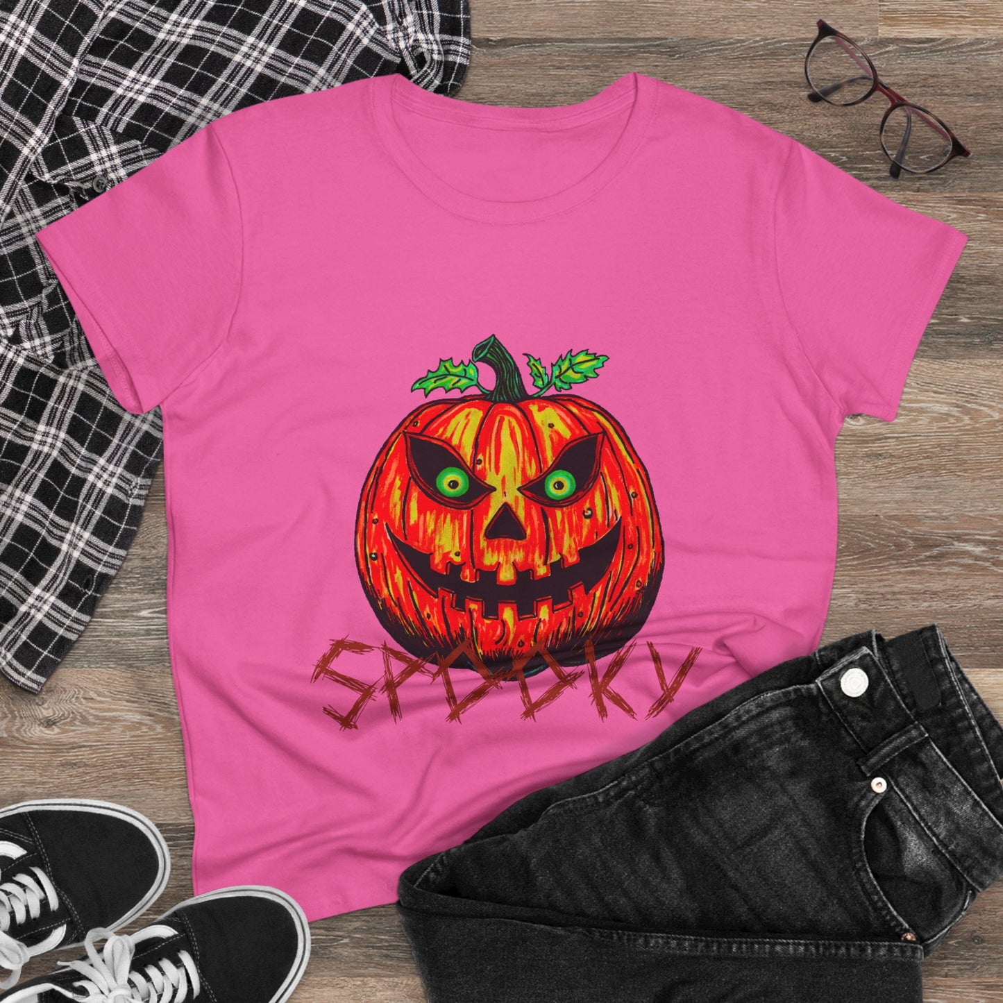 Spooky Jack-o-Lantern Women's Midweight Cotton Tee