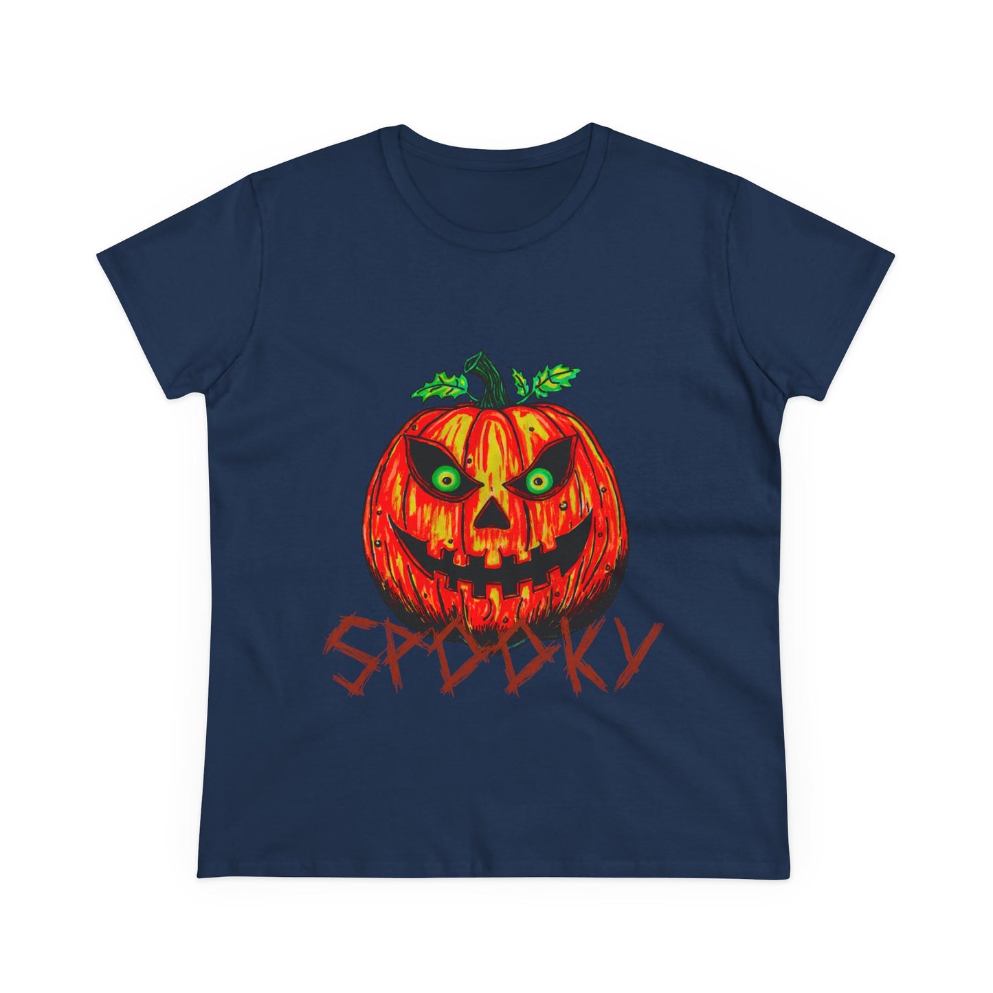 Spooky Jack-o-Lantern Women's Midweight Cotton Tee