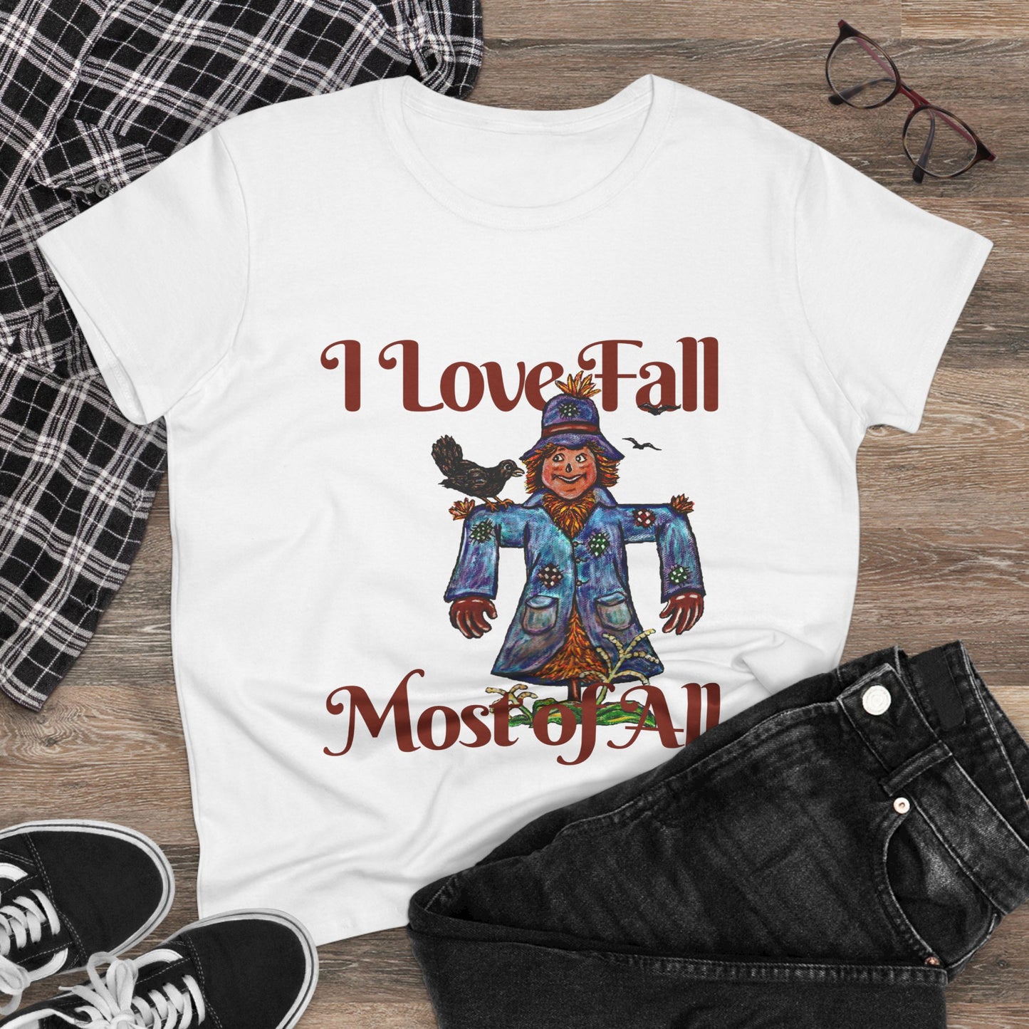 I Love Fall Most of All Women's Midweight Cotton Tee
