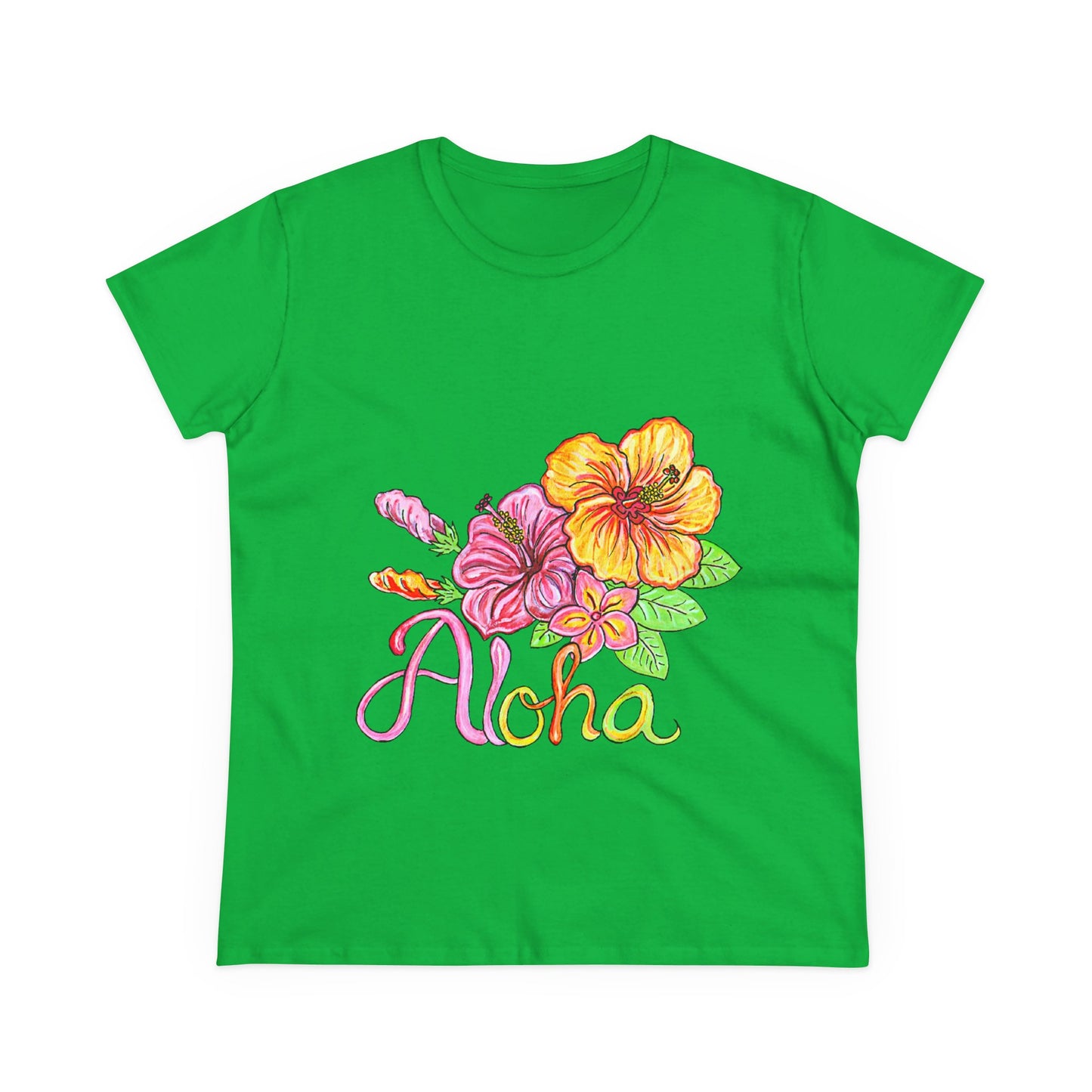 Aloha Flowers Women's Midweight Cotton Tee
