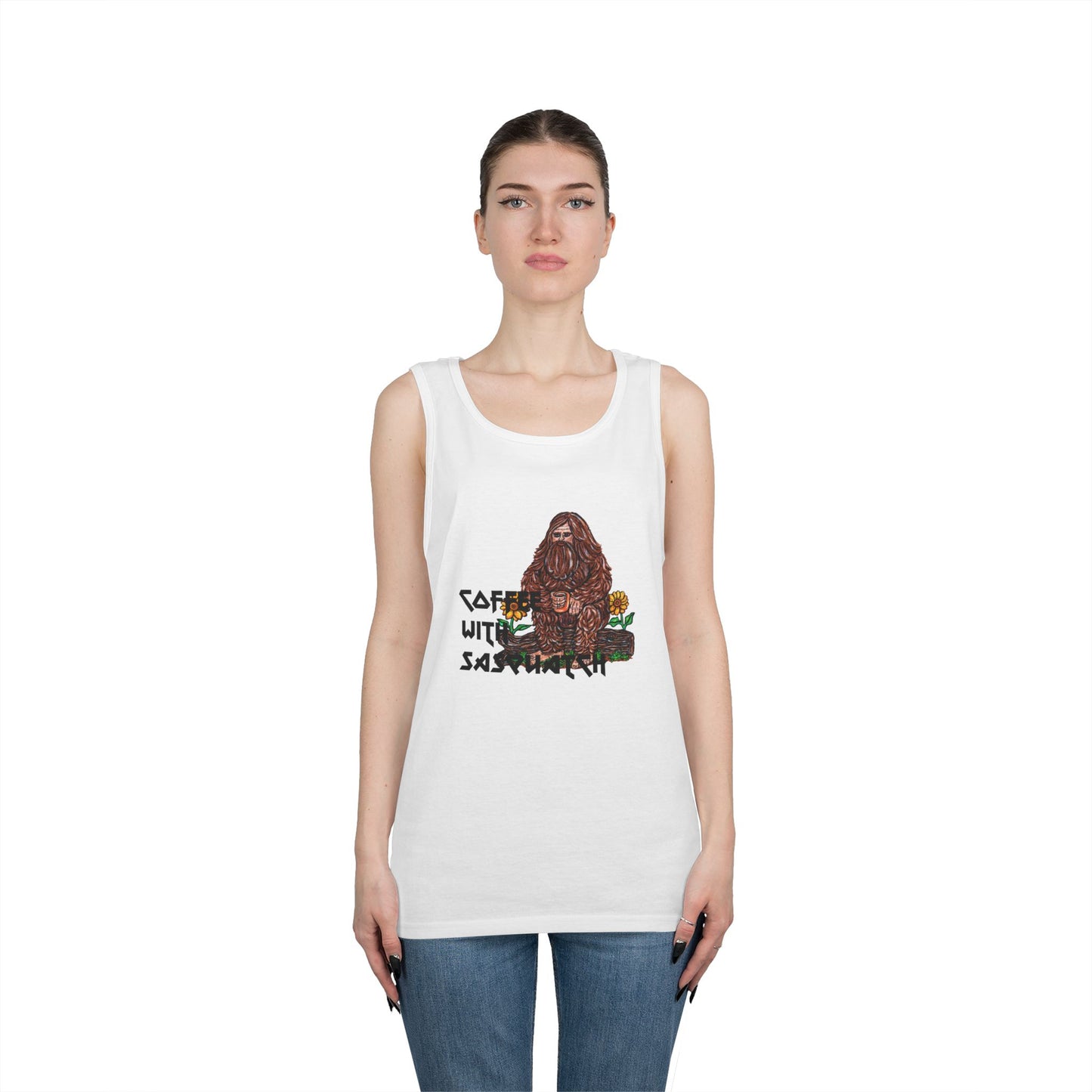 Coffee With Sasquatch Unisex Heavy Cotton Tank Top