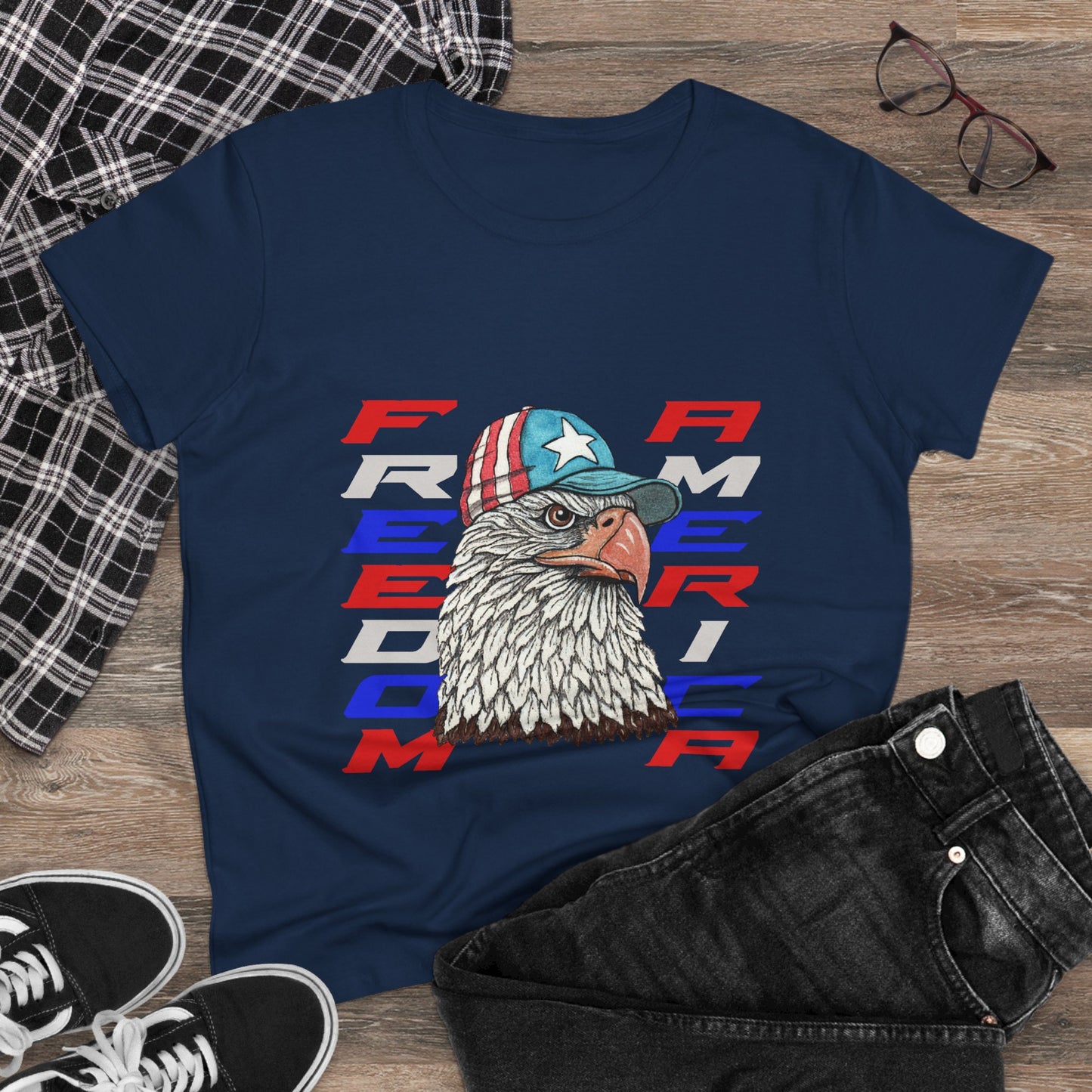 Freedom America Women's Midweight Cotton Tee