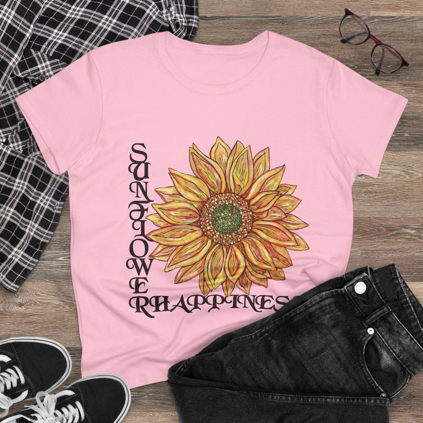 Sunflower and Happiness Women's Midweight Cotton Tee