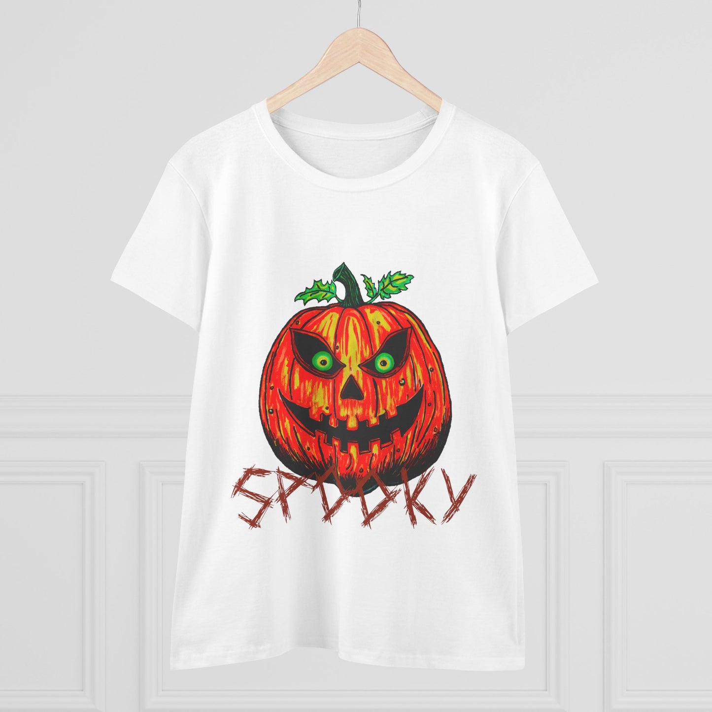 Spooky Jack-o-Lantern Women's Midweight Cotton Tee