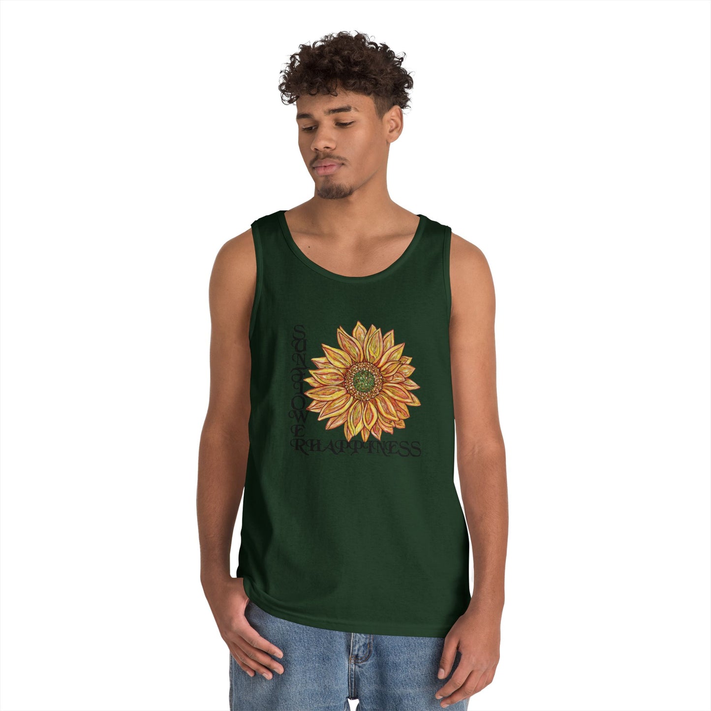 Sunflowers and Happiness Unisex Heavy Cotton Tank Top