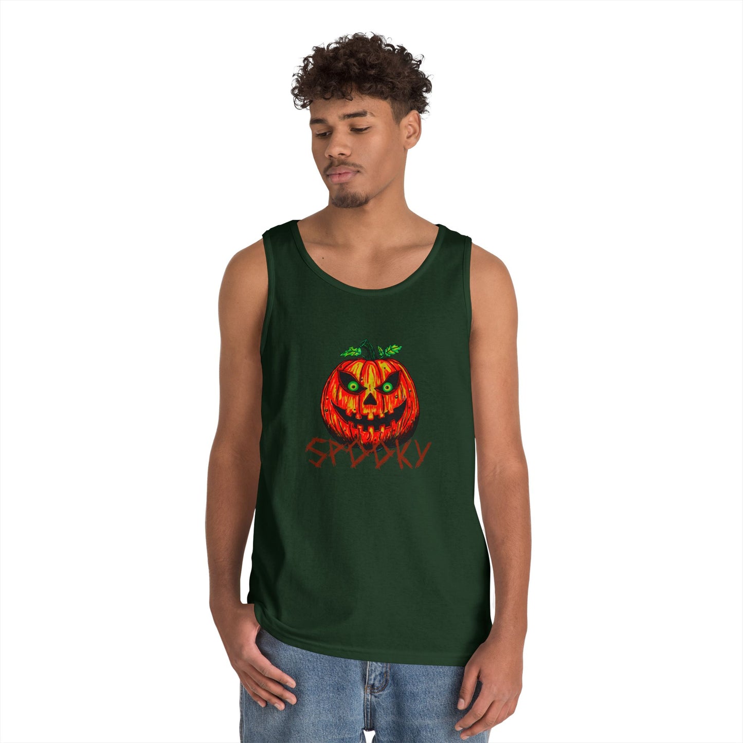 Spooky Jack-o-Lantern Unisex Heavy Cotton Tank Top