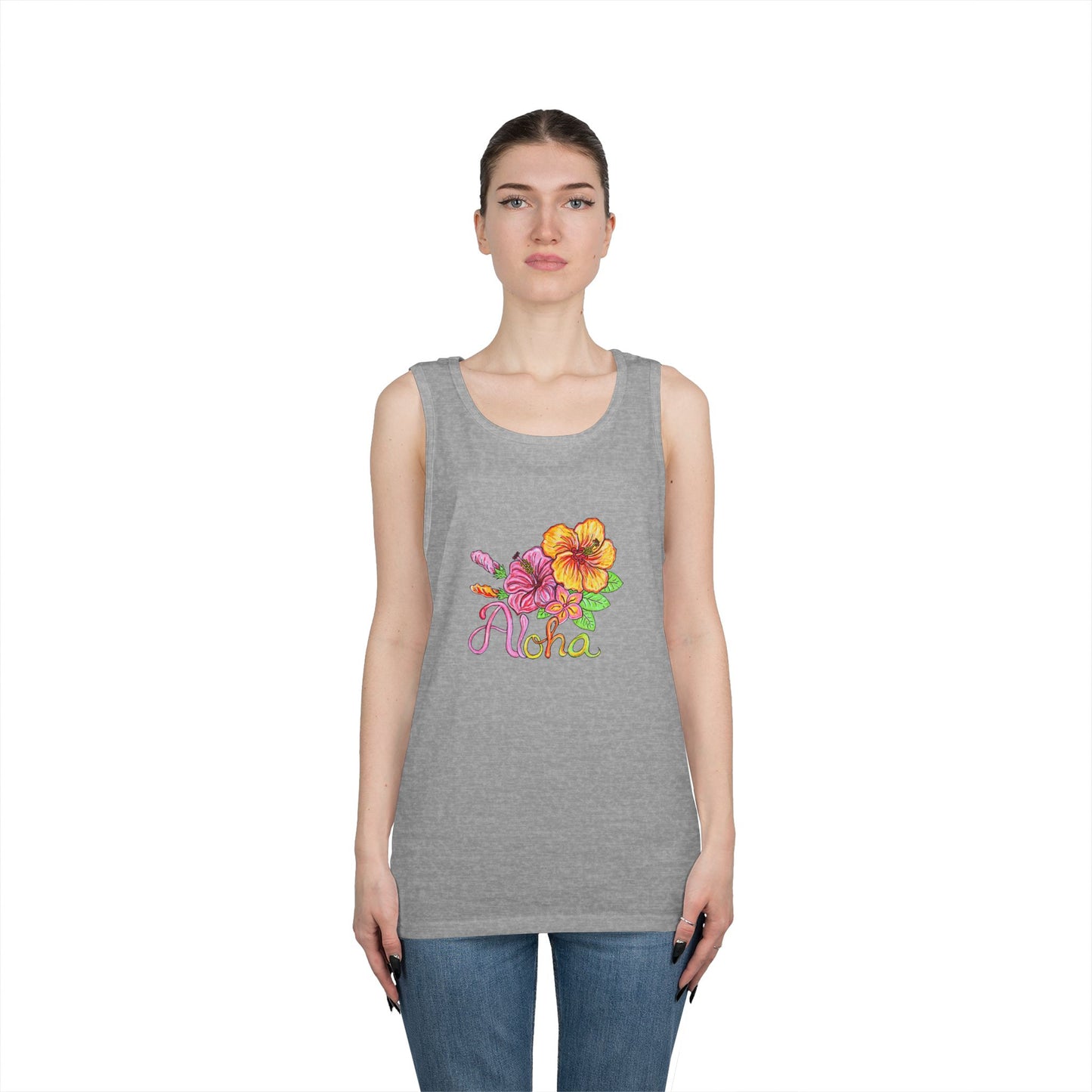 Aloha Flowers Unisex Heavy Cotton Tank Top