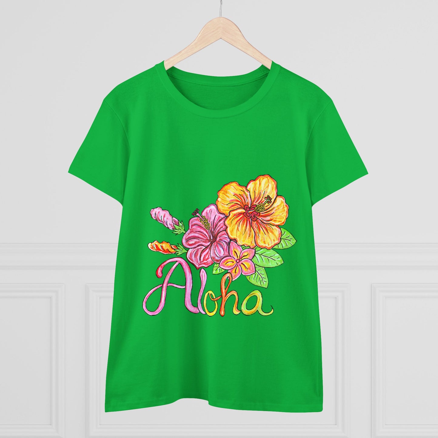 Aloha Flowers Women's Midweight Cotton Tee