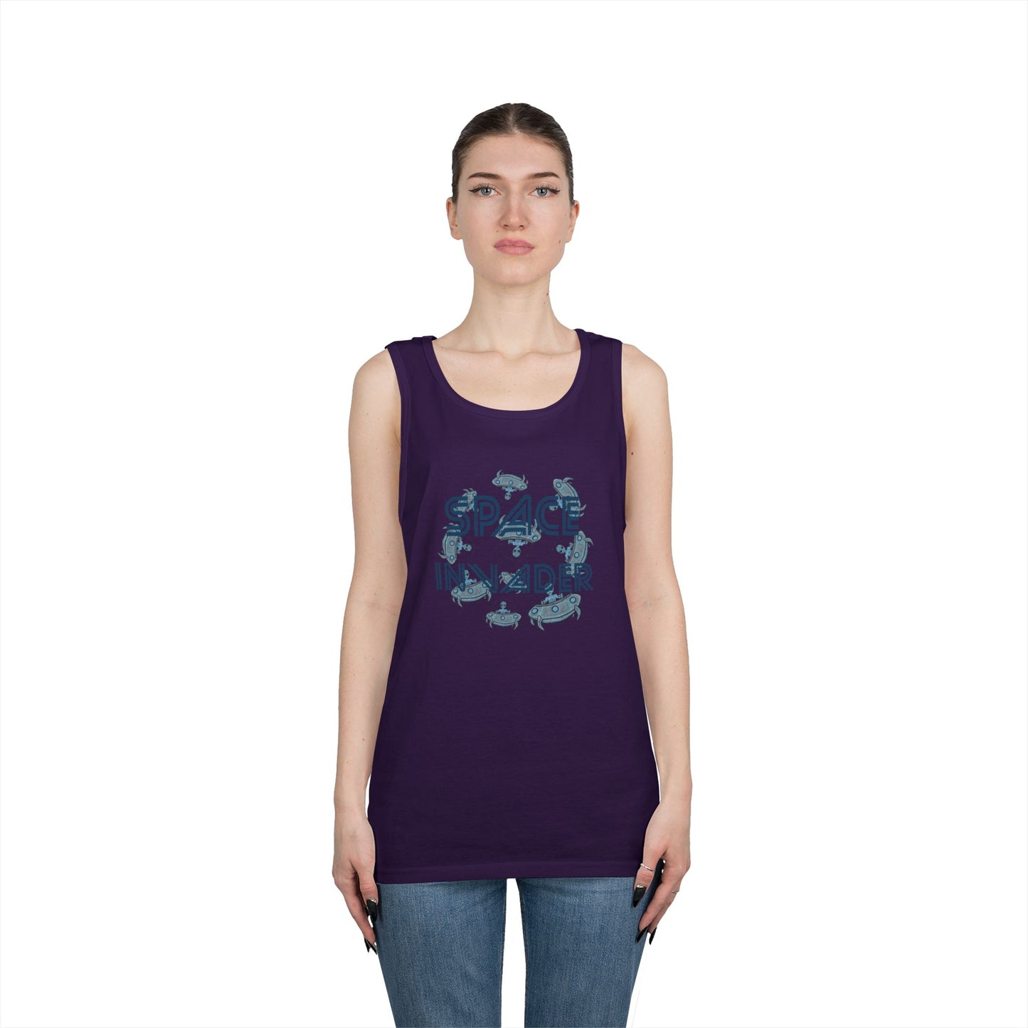 Space Invader Unisex Heavy Cotton Tank Top