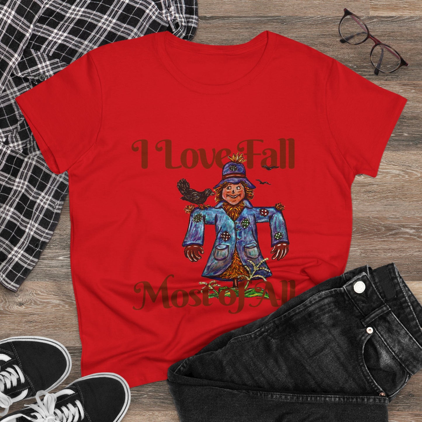 I Love Fall Most of All Women's Midweight Cotton Tee