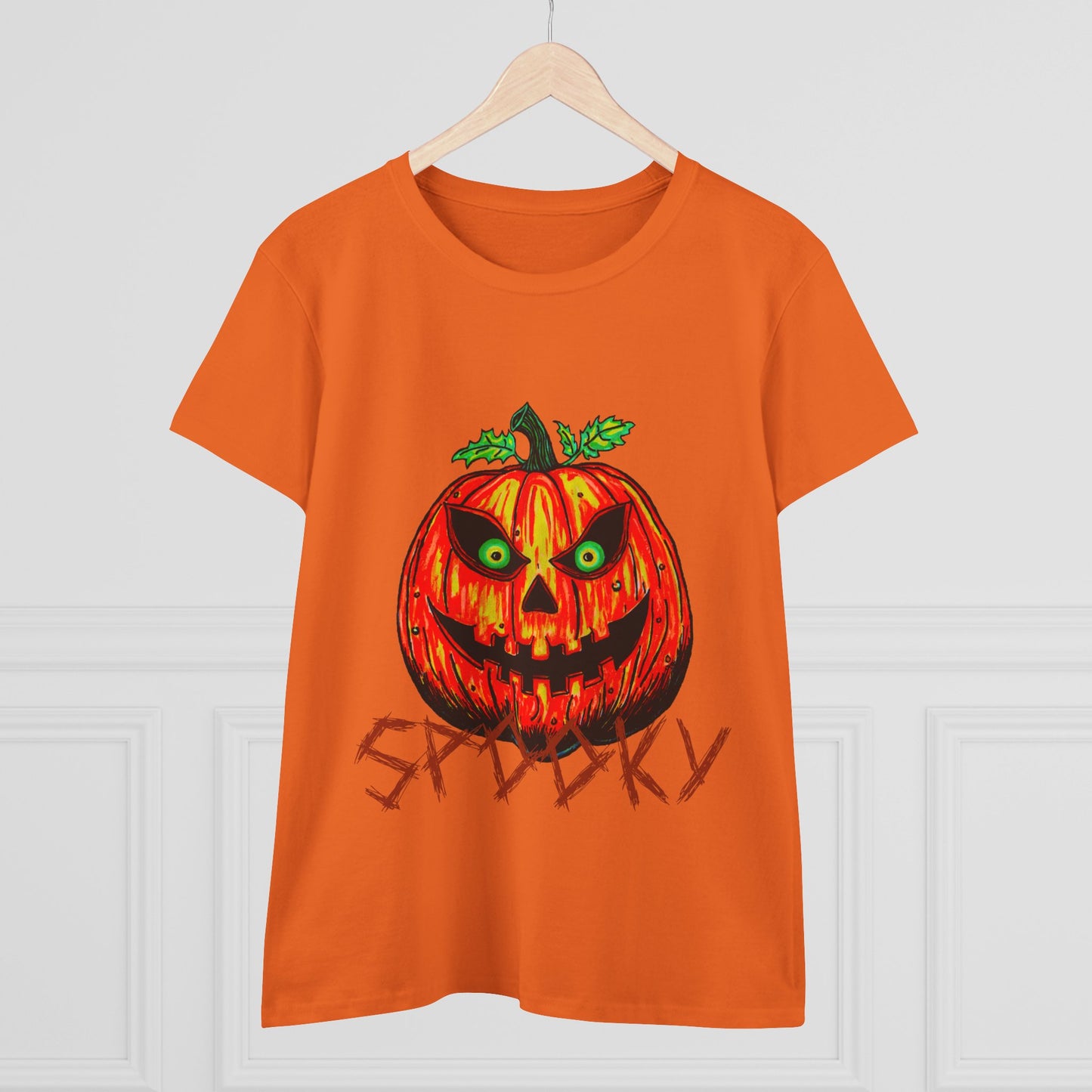Spooky Jack-o-Lantern Women's Midweight Cotton Tee