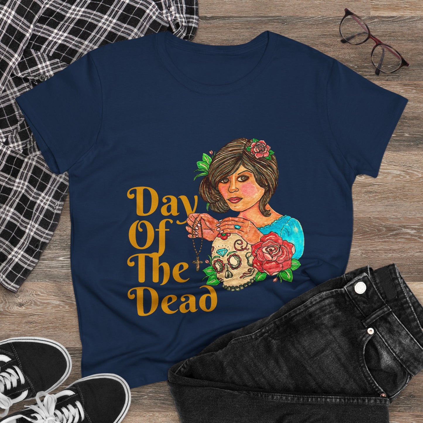 Day of the Dead Women's Midweight Cotton Tee