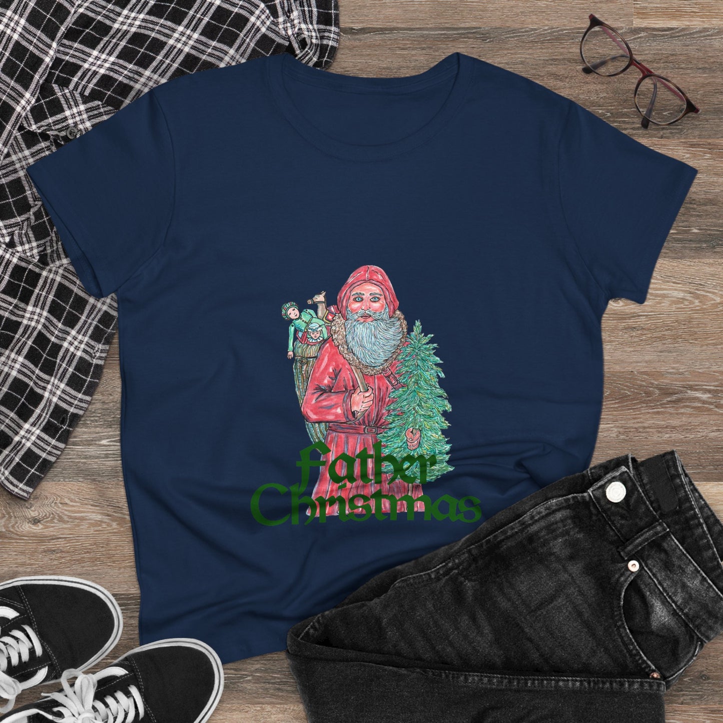 Father Christmas Women's Midweight Cotton Tee