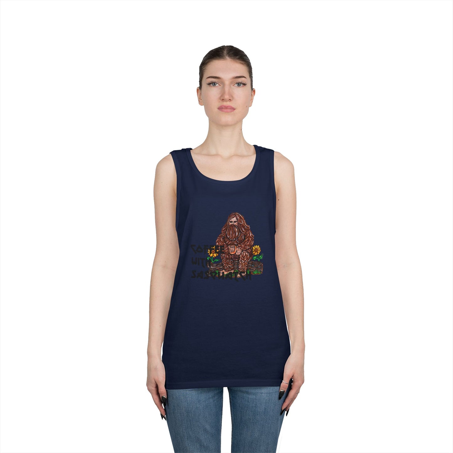 Coffee With Sasquatch Unisex Heavy Cotton Tank Top