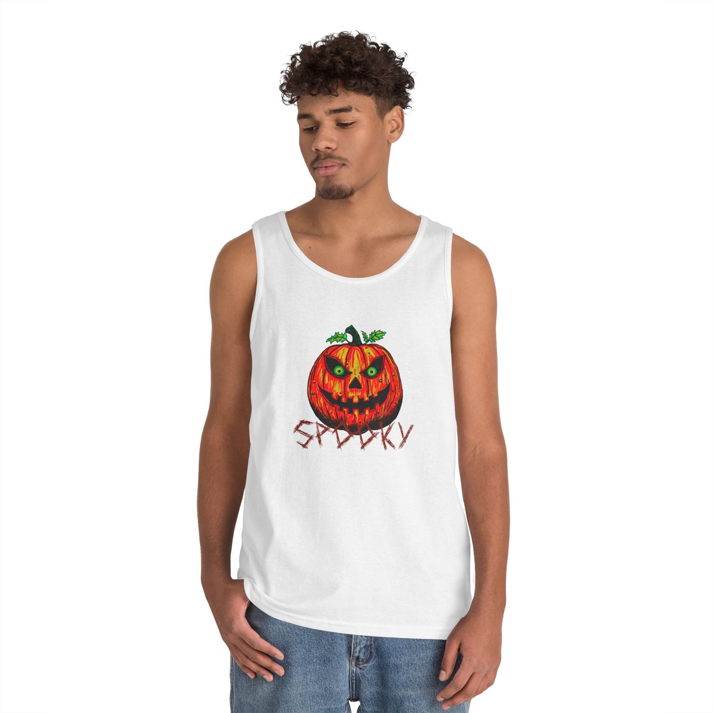 Spooky Jack-o-Lantern Unisex Heavy Cotton Tank Top
