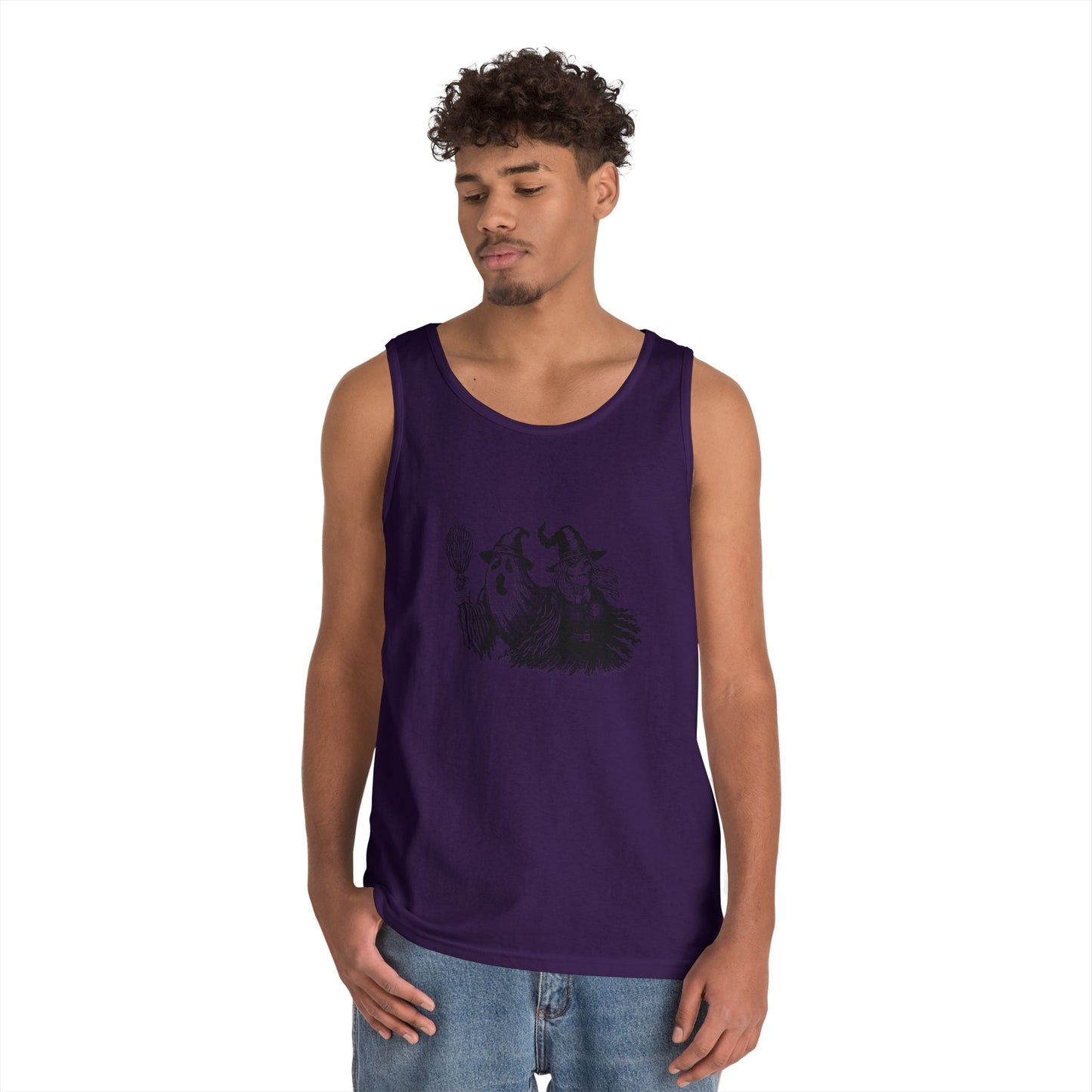 Witch and Ghost Unisex Heavy Cotton Tank Top