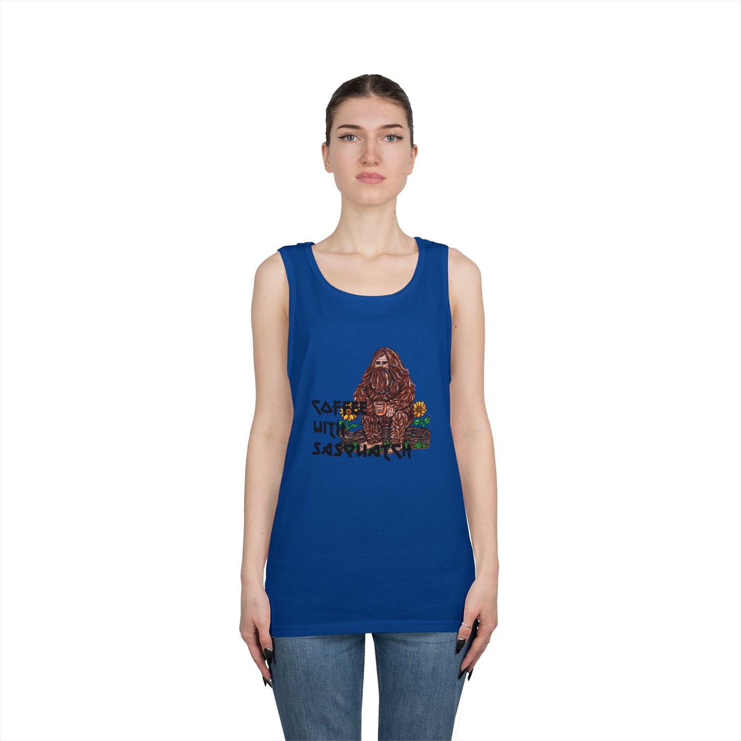 Coffee With Sasquatch Unisex Heavy Cotton Tank Top