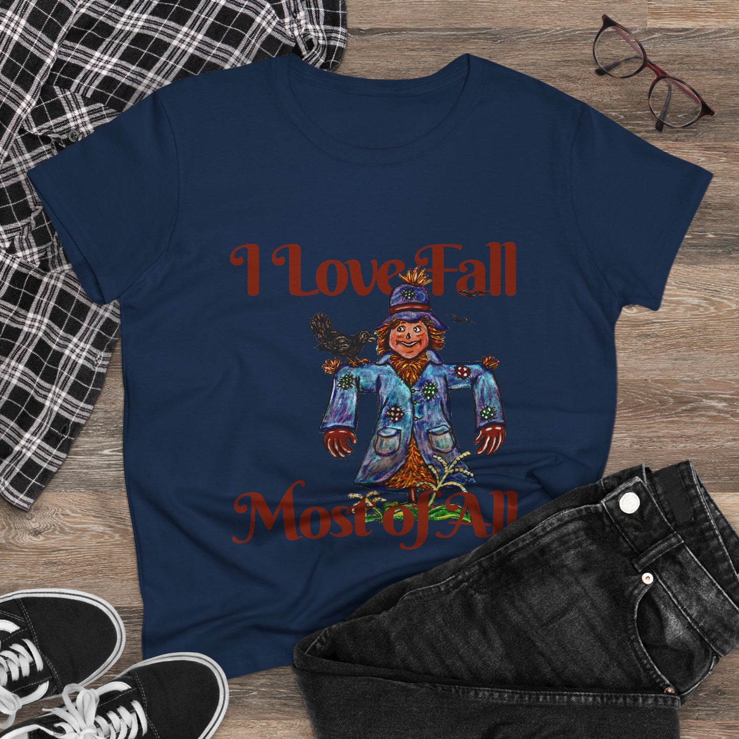 I Love Fall Most of All Women's Midweight Cotton Tee