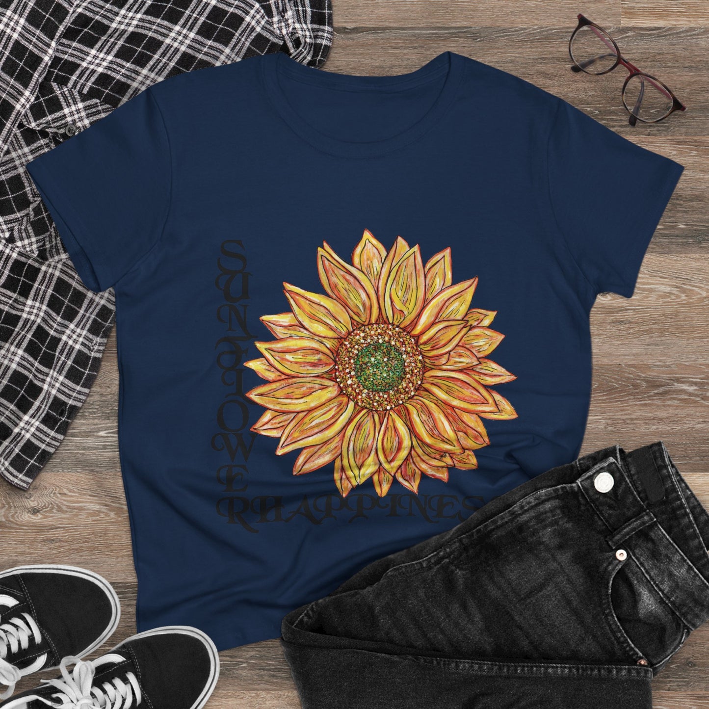 Sunflower and Happiness Women's Midweight Cotton Tee