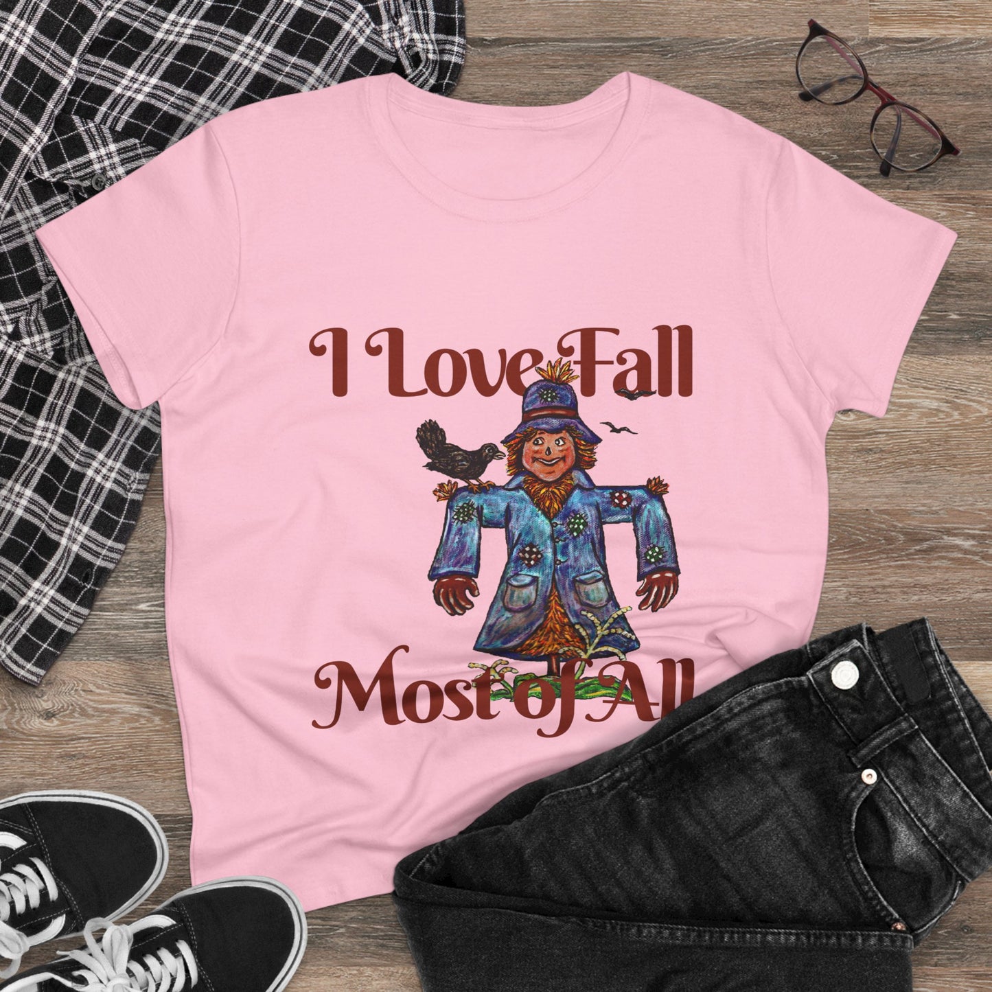 I Love Fall Most of All Women's Midweight Cotton Tee