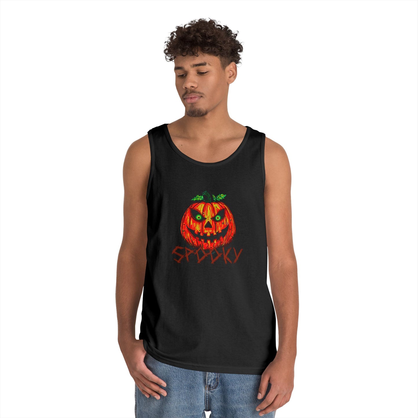 Spooky Jack-o-Lantern Unisex Heavy Cotton Tank Top