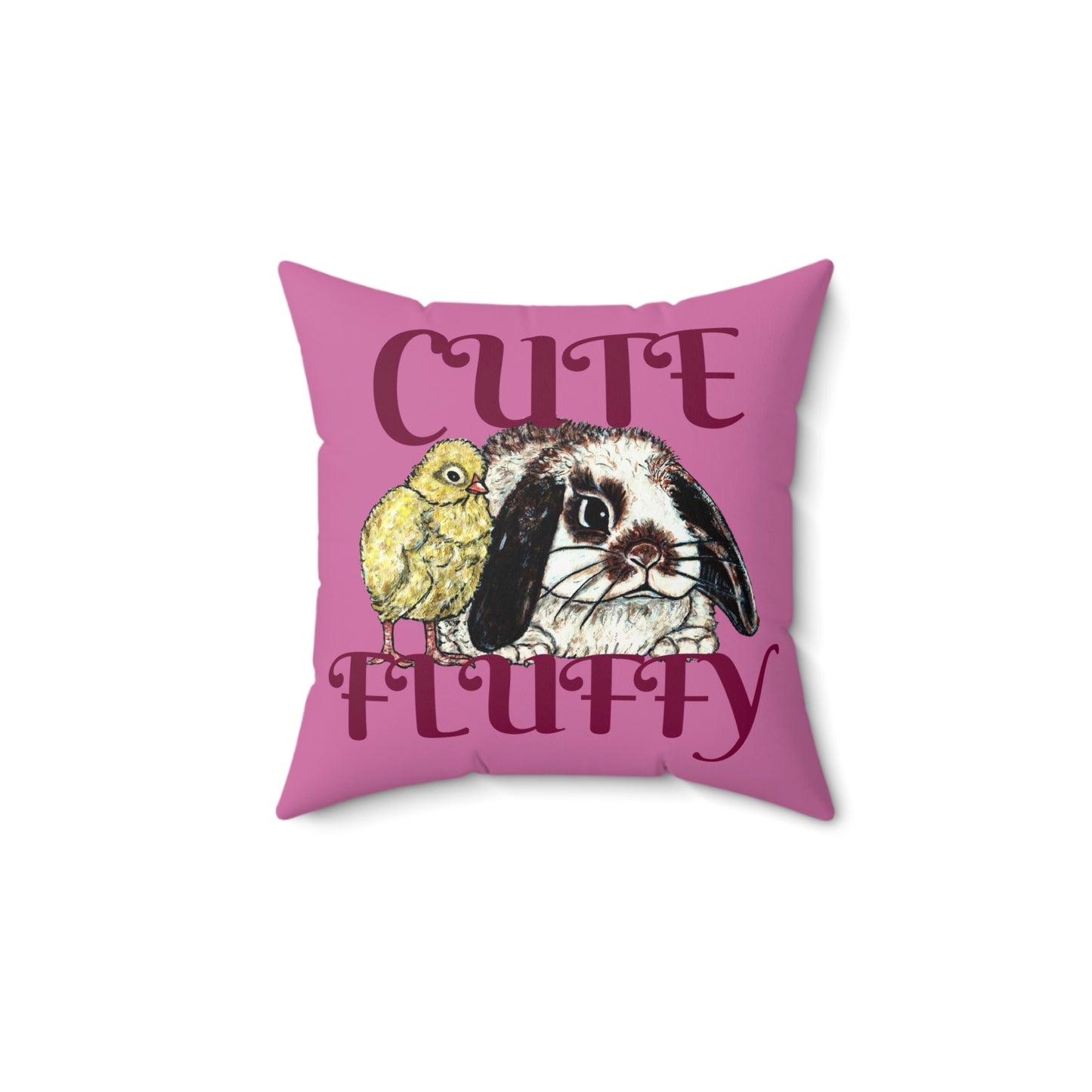 Cute and Fluffy Spun Polyester Square Pillow