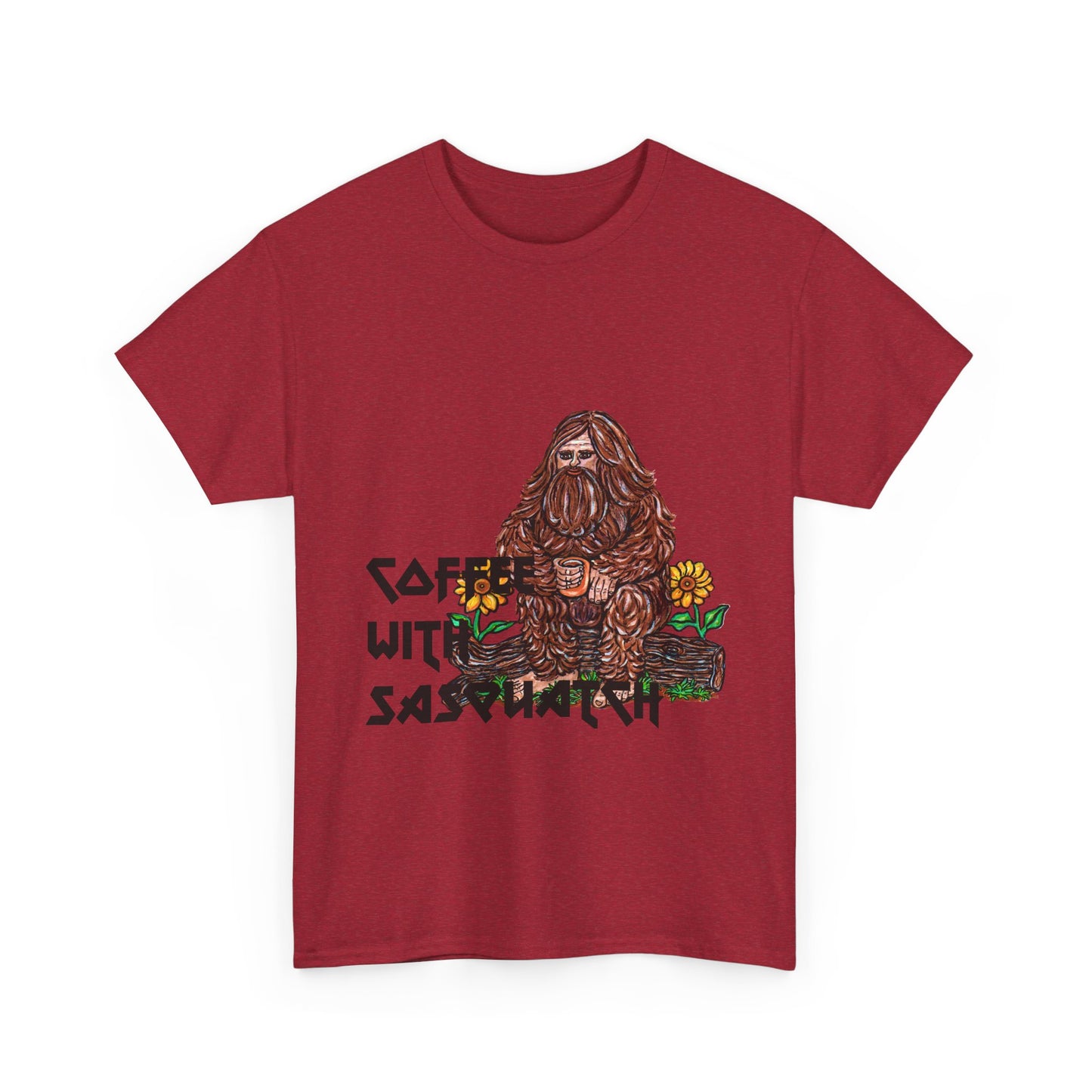 Coffee With Sasquatch Unisex Heavy Cotton Tee